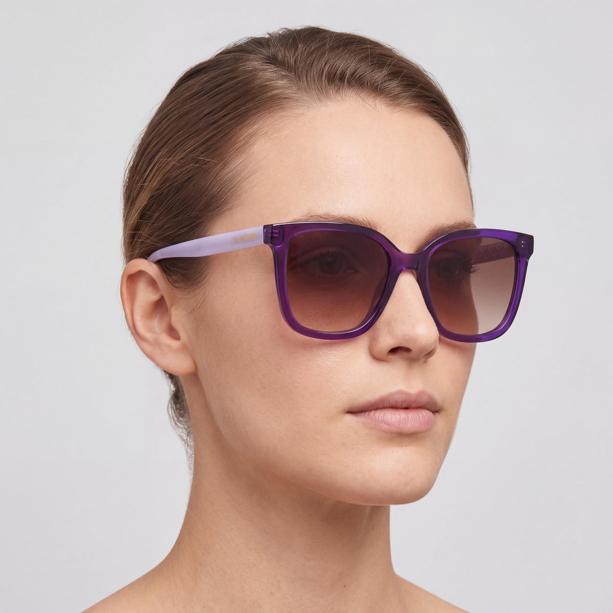 Love Moschino Mol077/S Women's Sunglasses, Purple Cellulose Prop. Inj. Frame, Brown Shaded Lenses, 53-18-140, Photo 3