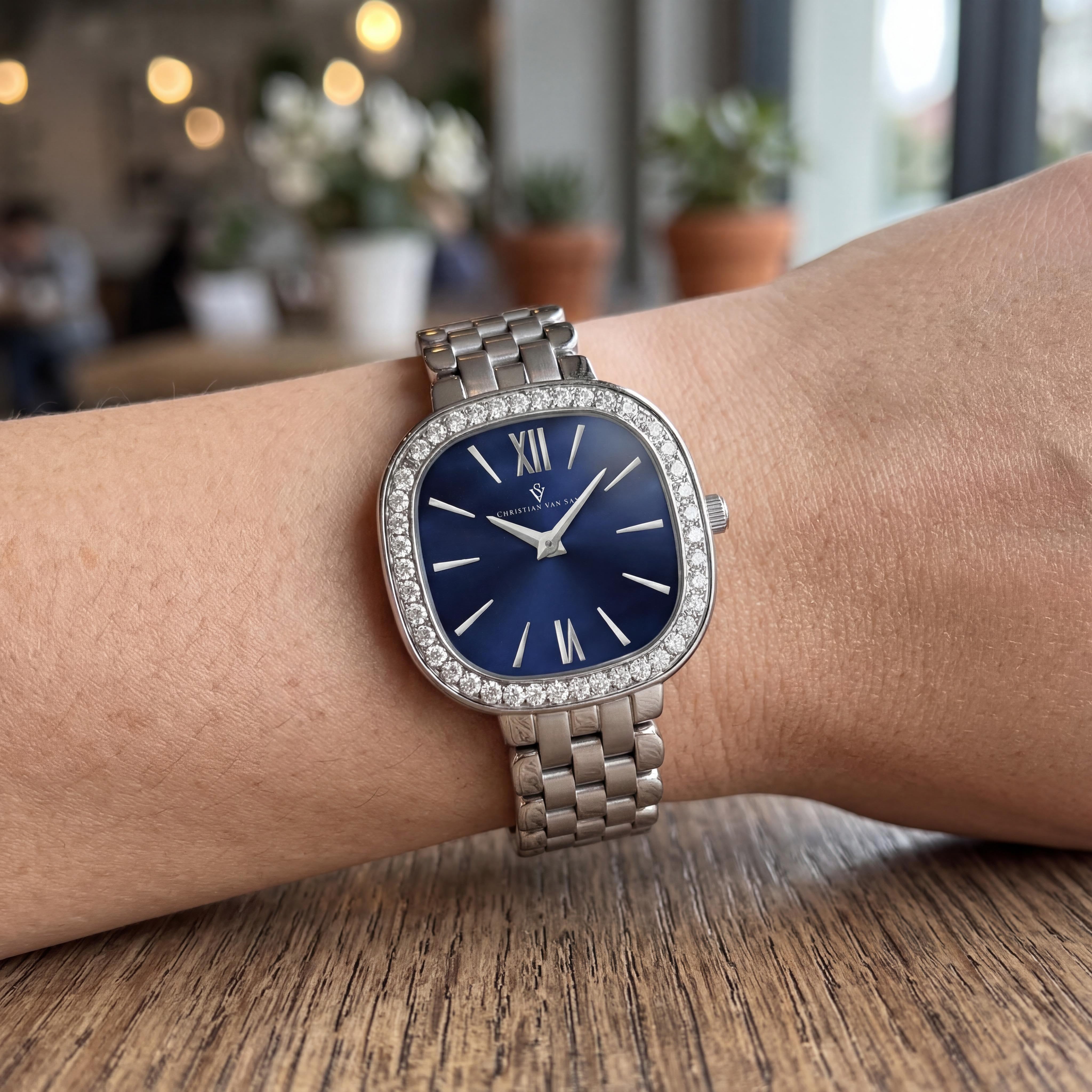 Christian Van Sant CV1264 Women's Silver Stainless Steel Blue Dial Quartz Watch, Photo 4