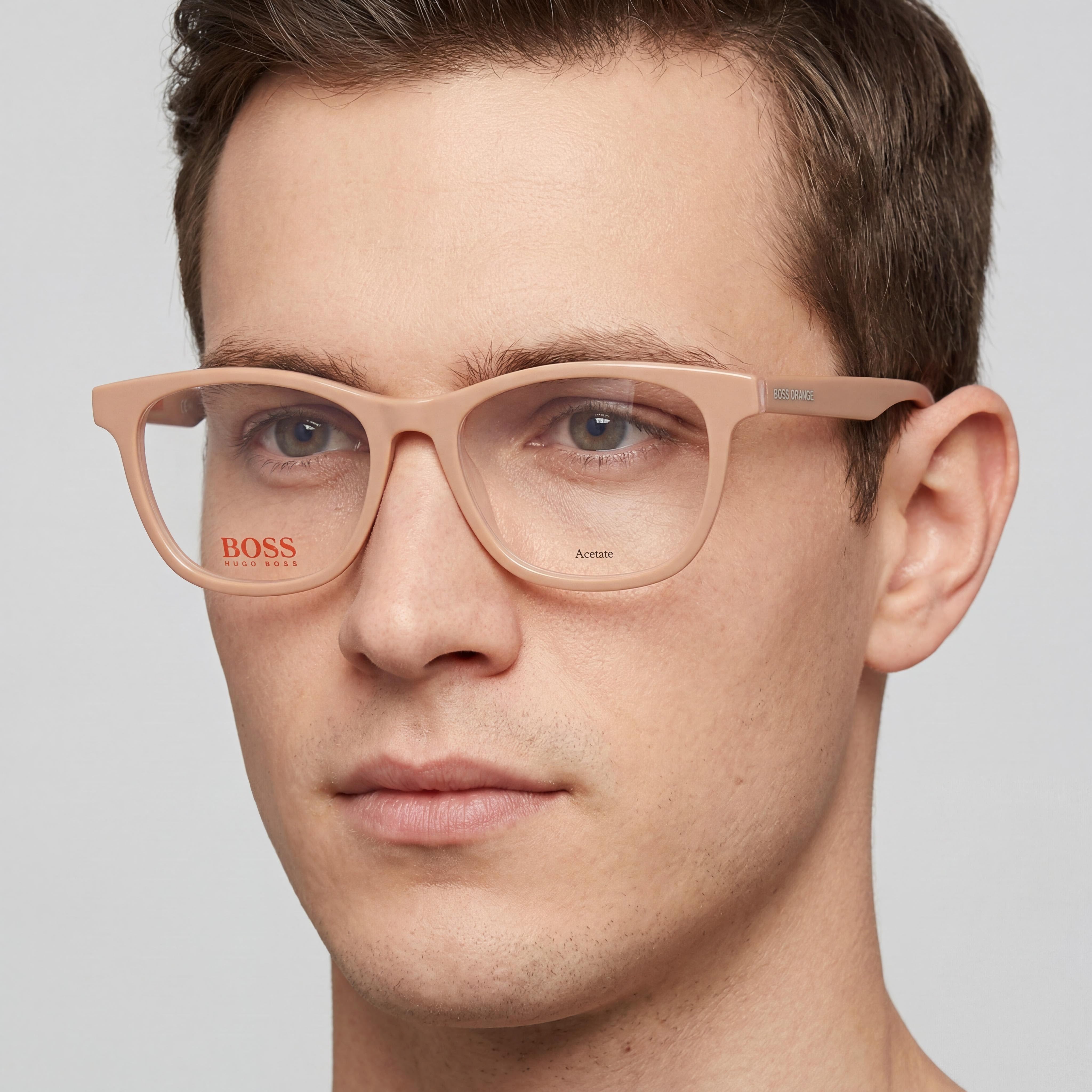 Gafas Ópticas Hugo Boss 318 para Hombre, Montura de Plástico Transparente Naranja Marrón, Ancho de Lente 52mm, Largo de Patilla 145mm, Photo 4
