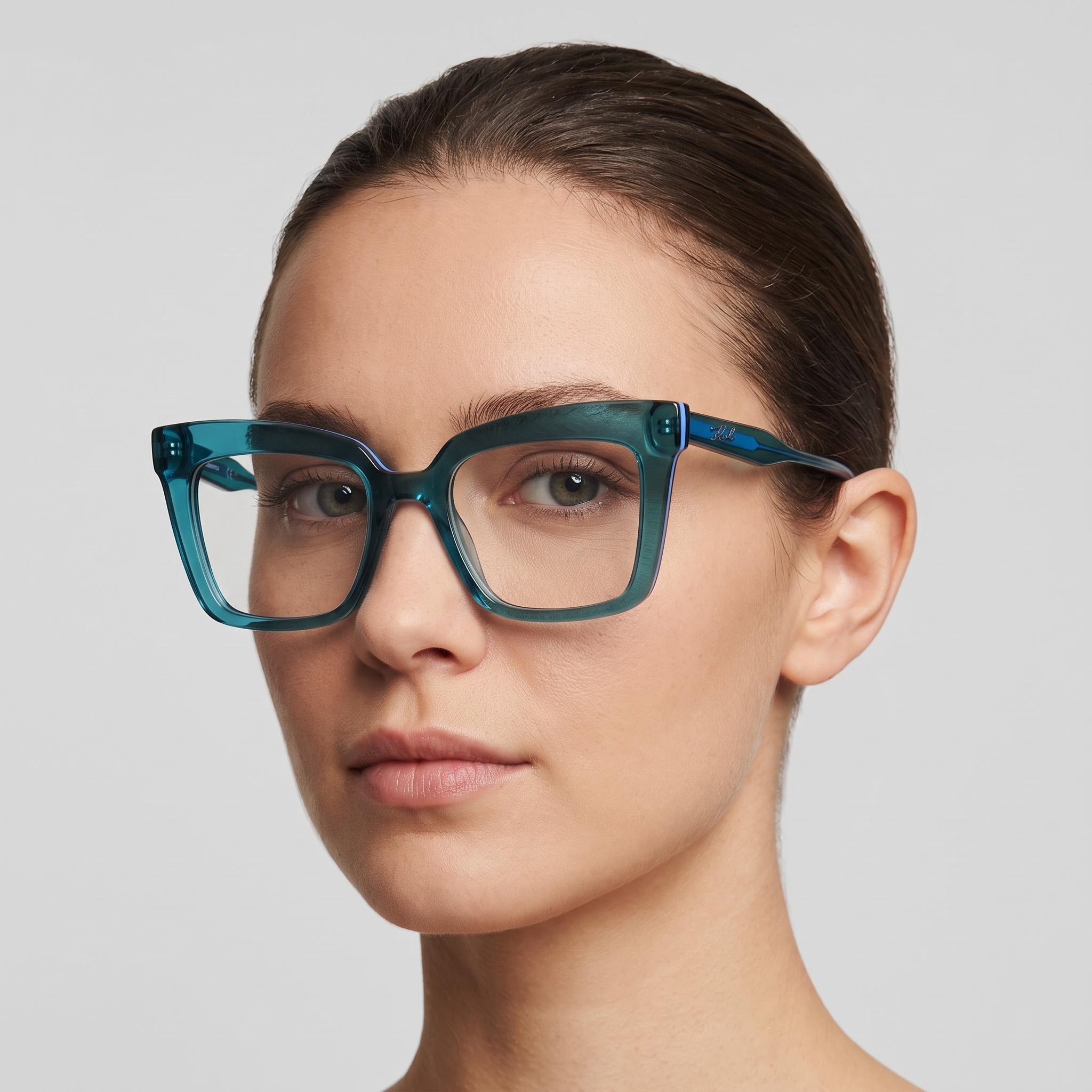 Gafas de sol modernas KARL LAGERFELD para mujer con montura inyectada, con montura y lentes en color petróleo, tamaño 51-18-140 mm, Photo 5