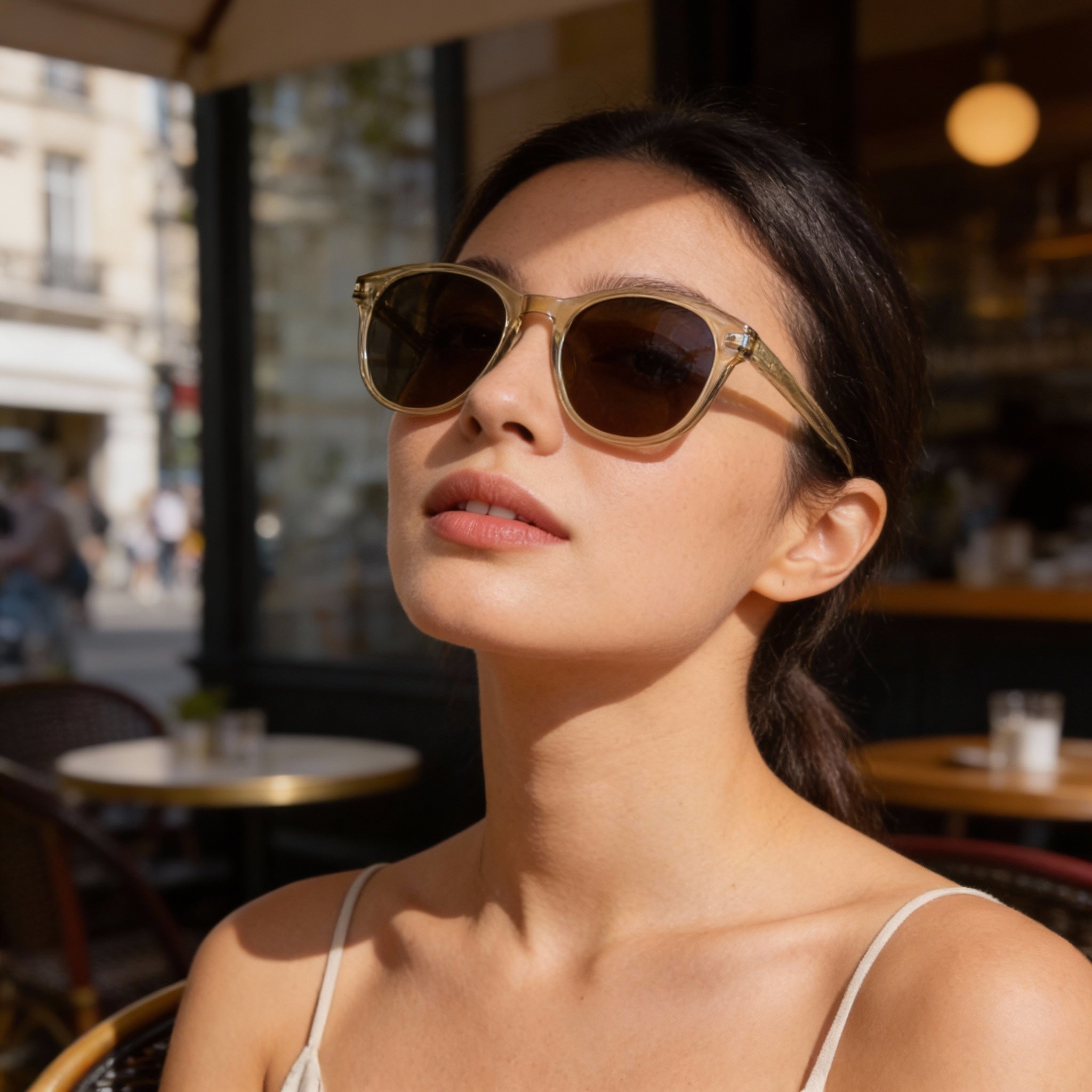 Saint Laurent Round/Oval Unisex Yellow Yellow Brown Plastic Frame Sunglasses, 53-21-145mm Dimensions, Photo 5