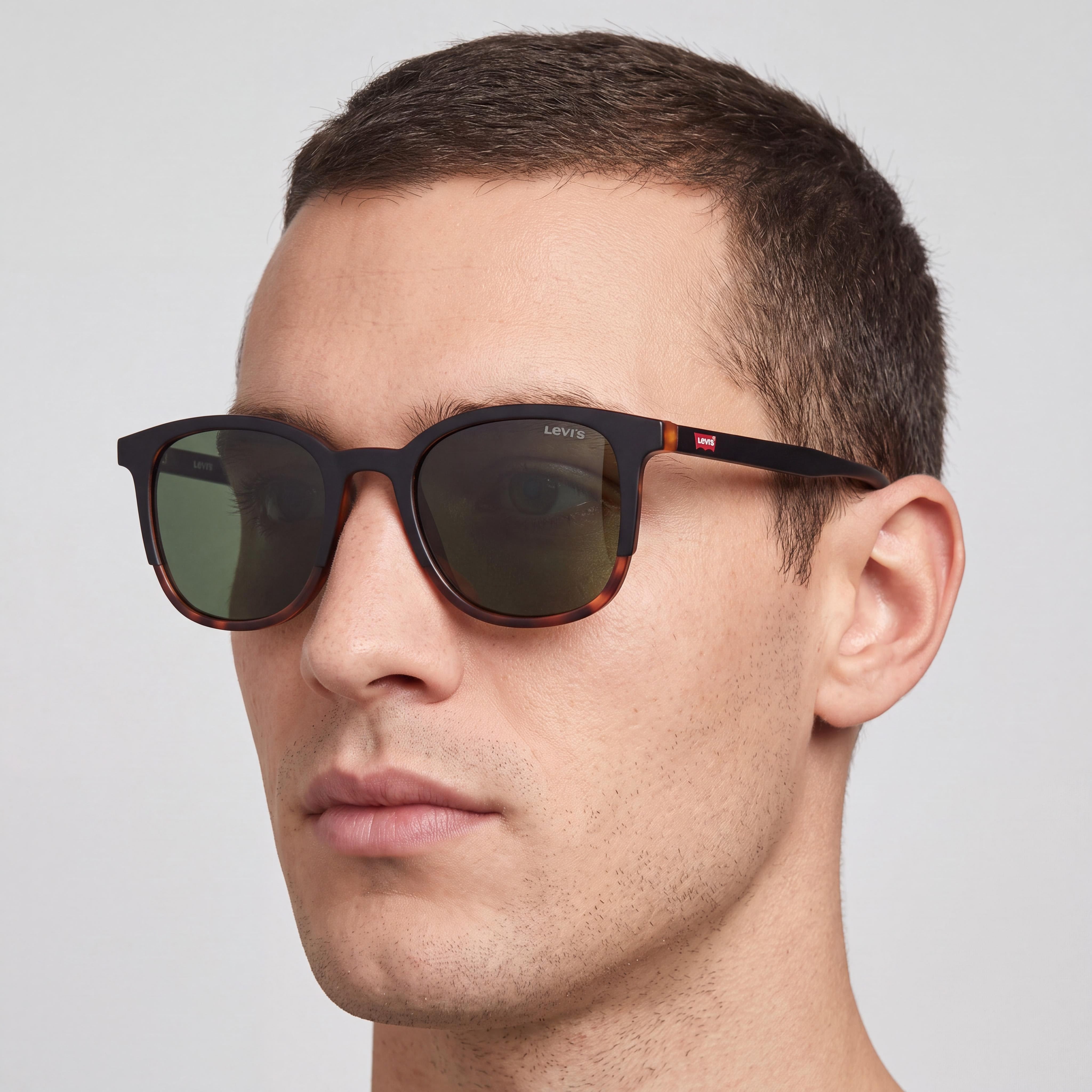 LEVI'S Gafas de Sol Modernas para Hombre, Marco Negro de Poliamida Ecológica Havana, Protección UV, No Polarizadas 52-20-145mm, Photo 5