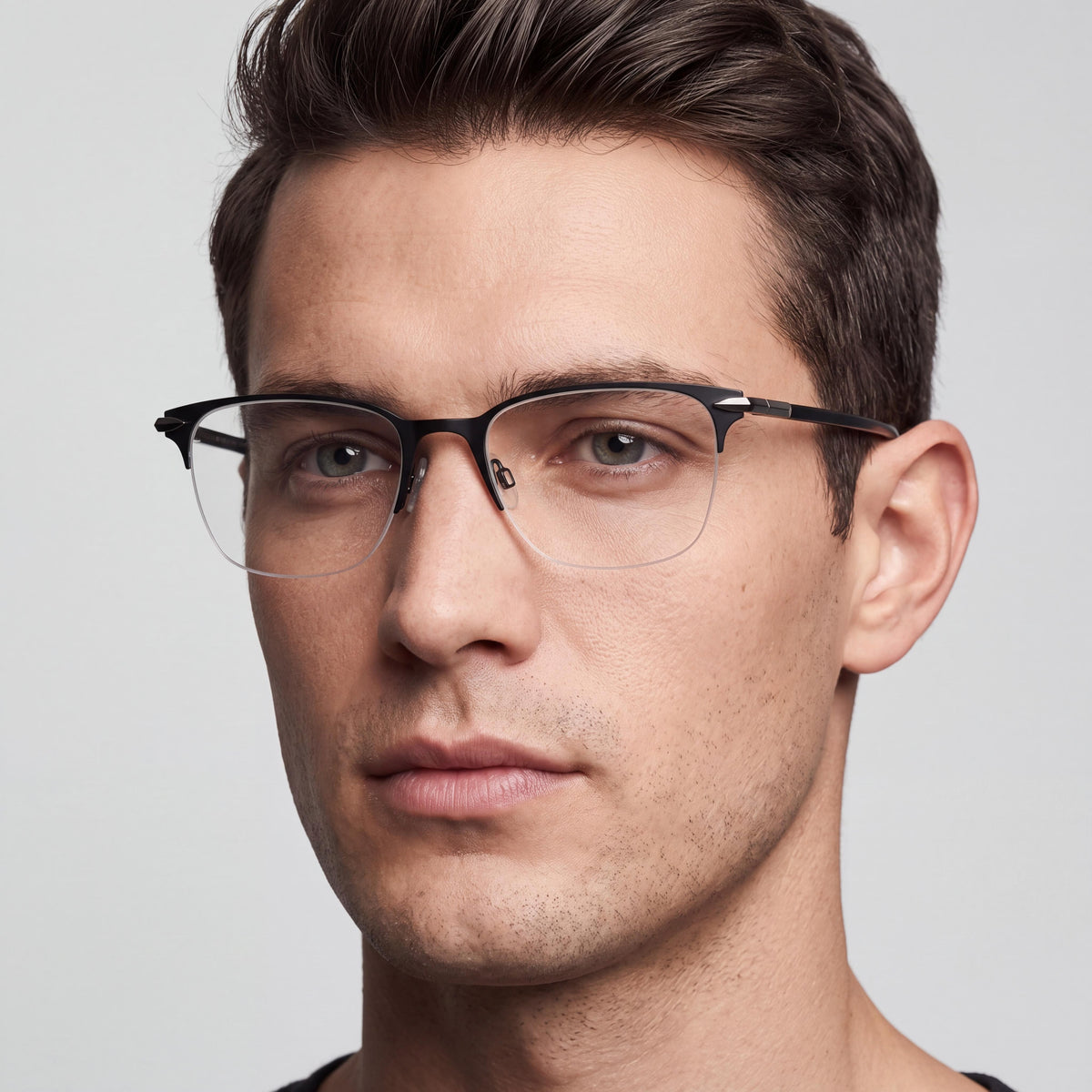rag & bone Eyewear for Men, featuring Black Metal Frame and Clear Polycarbonate Lenses, 53mm Size, Photo 3