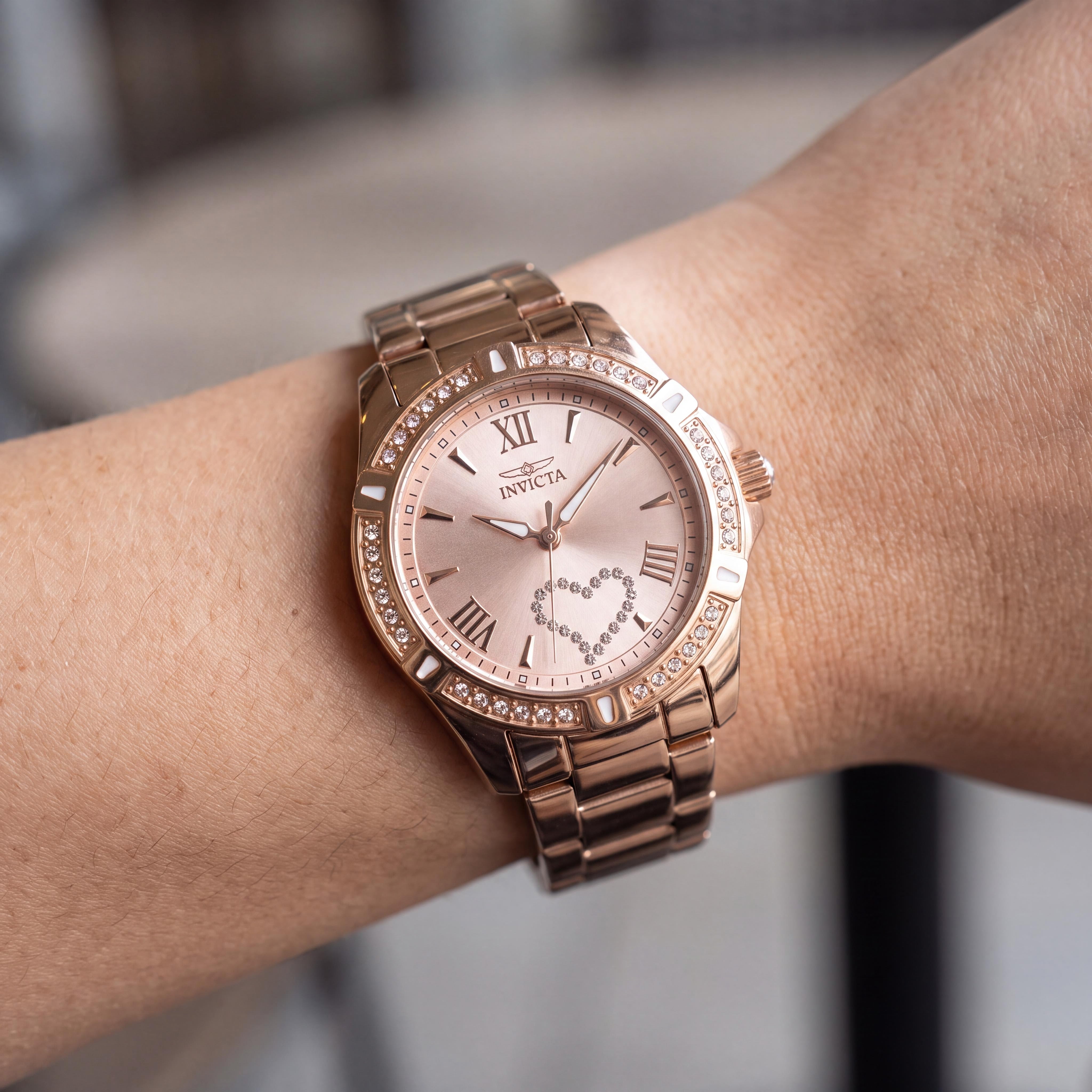 Invicta Angel 49843 Women's Stainless Steel Rose-Gold Dial Quartz 34mm Bracelet Watch, Photo 4
