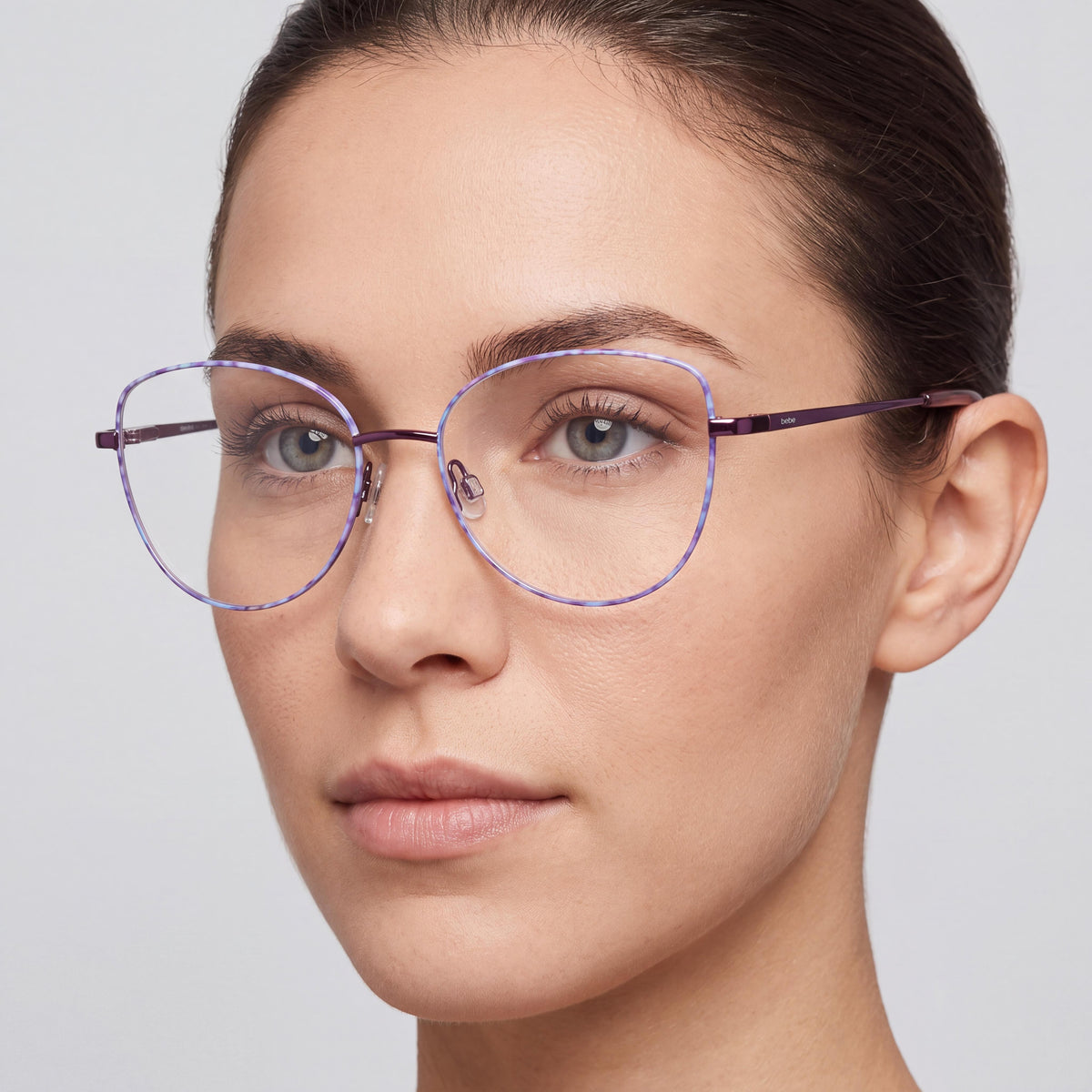 Gafas de mujer con montura metálica Bebe Bb5207 con lentes en color flor de ciruelo, 53 mm de ancho de lente, Photo 4