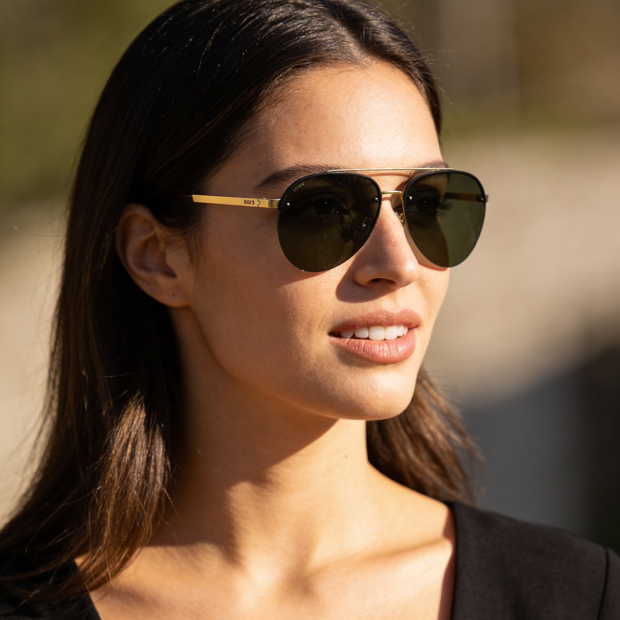 HUGO BOSS Modern Women's Metal Frame Matte Gold Polycarbonate Lenses UV Protected Sunglasses, Lens Width 62mm, Photo 5