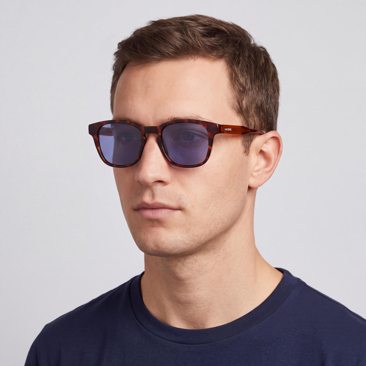 Gafas de sol Lacoste Casual para hombre con montura de plástico color habana marrón, lentes grises UV 400, 51-20-145, Photo 3