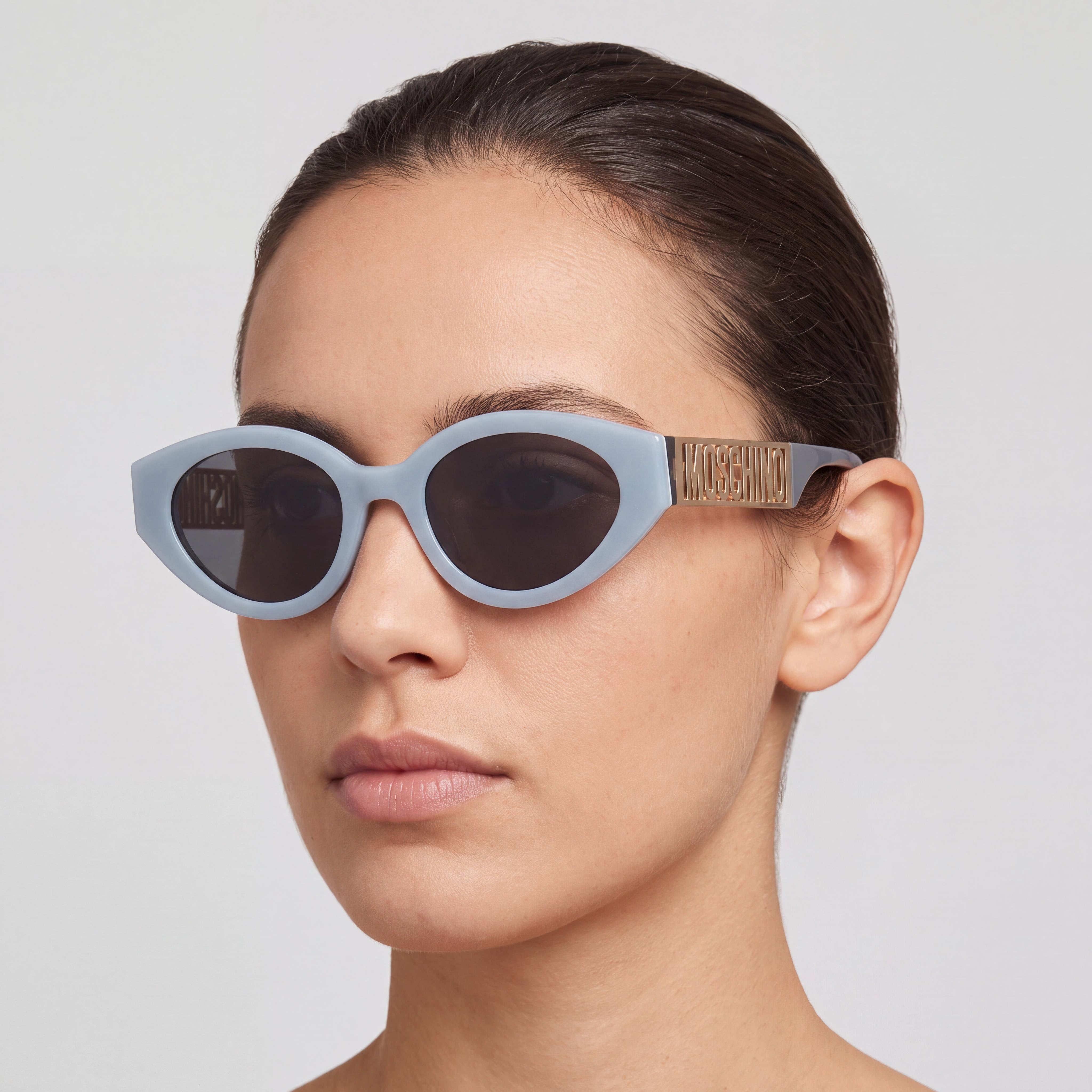 Moschino Casual Women's Sunglasses with Azure Acetate Frame and Grey Polycarbonate Lenses 51-20-145, Photo 3