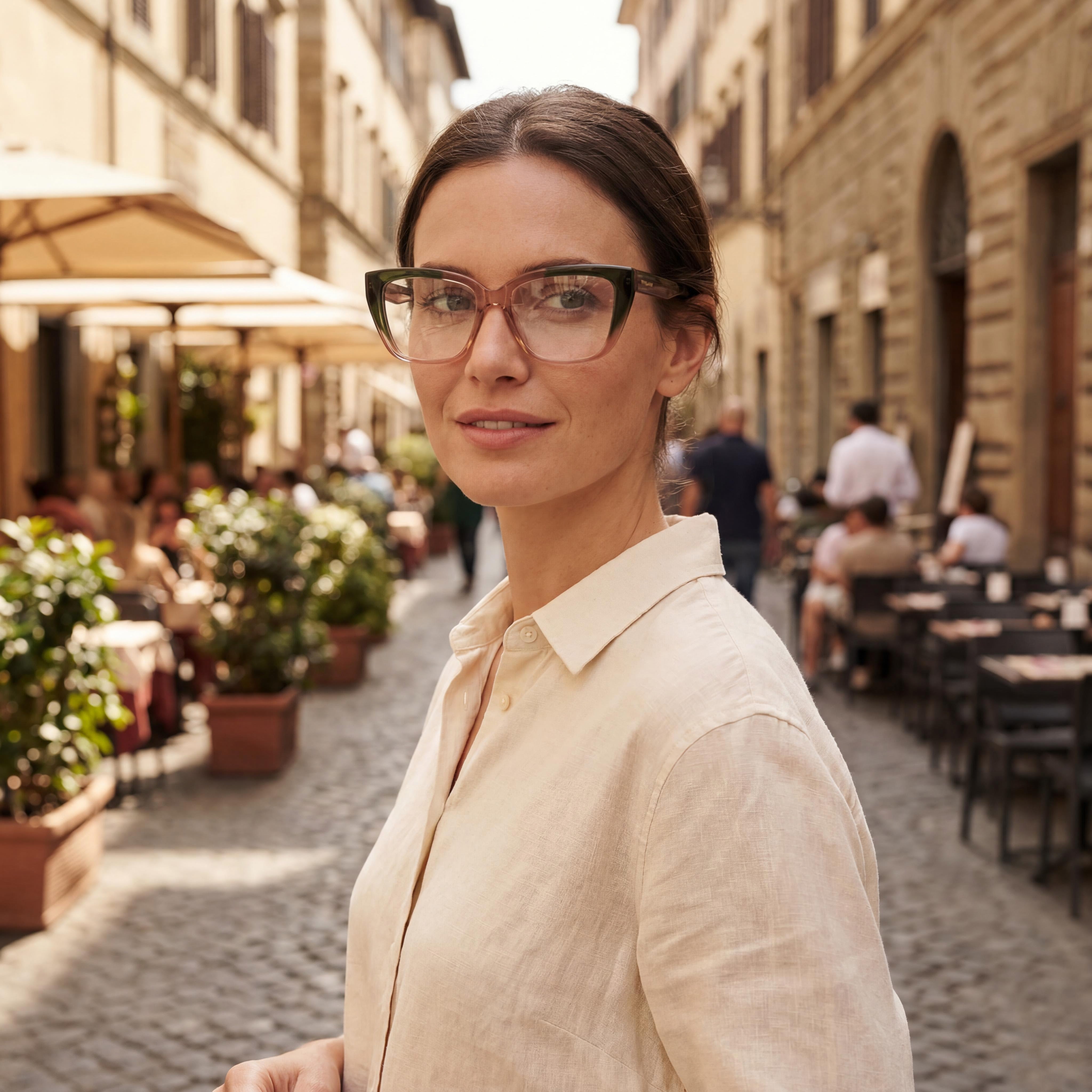 Salvatore Ferragamo Sf2939n Women's Acetate Transparent Khaki/Light Brown Eyeglasses 54mm, Photo 5