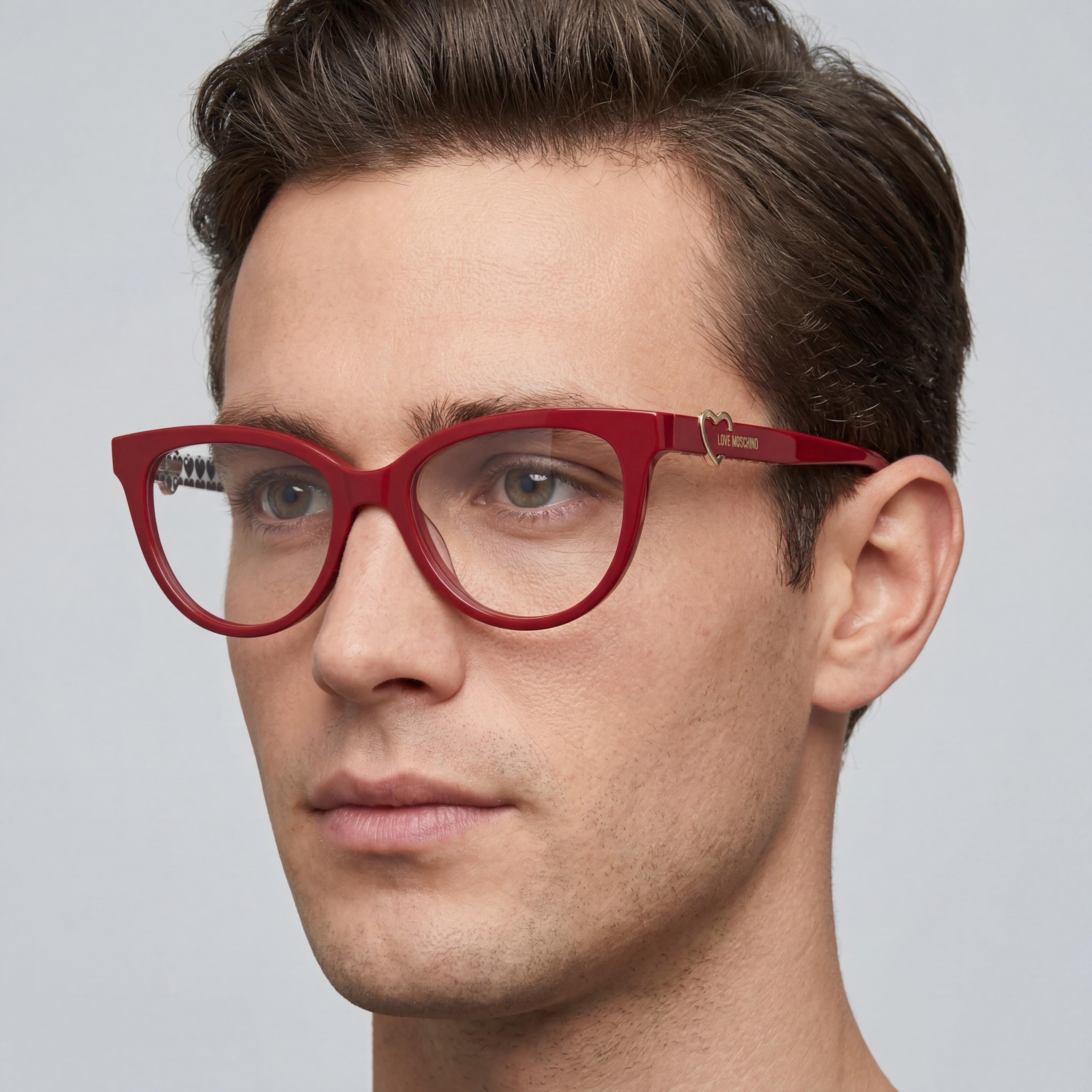 Montura completa de acetato multicolor para gafas de sol Love Moschino CAT-EYE Cat Eye para hombre con logotipo de corazón 52-17-140, Photo 4