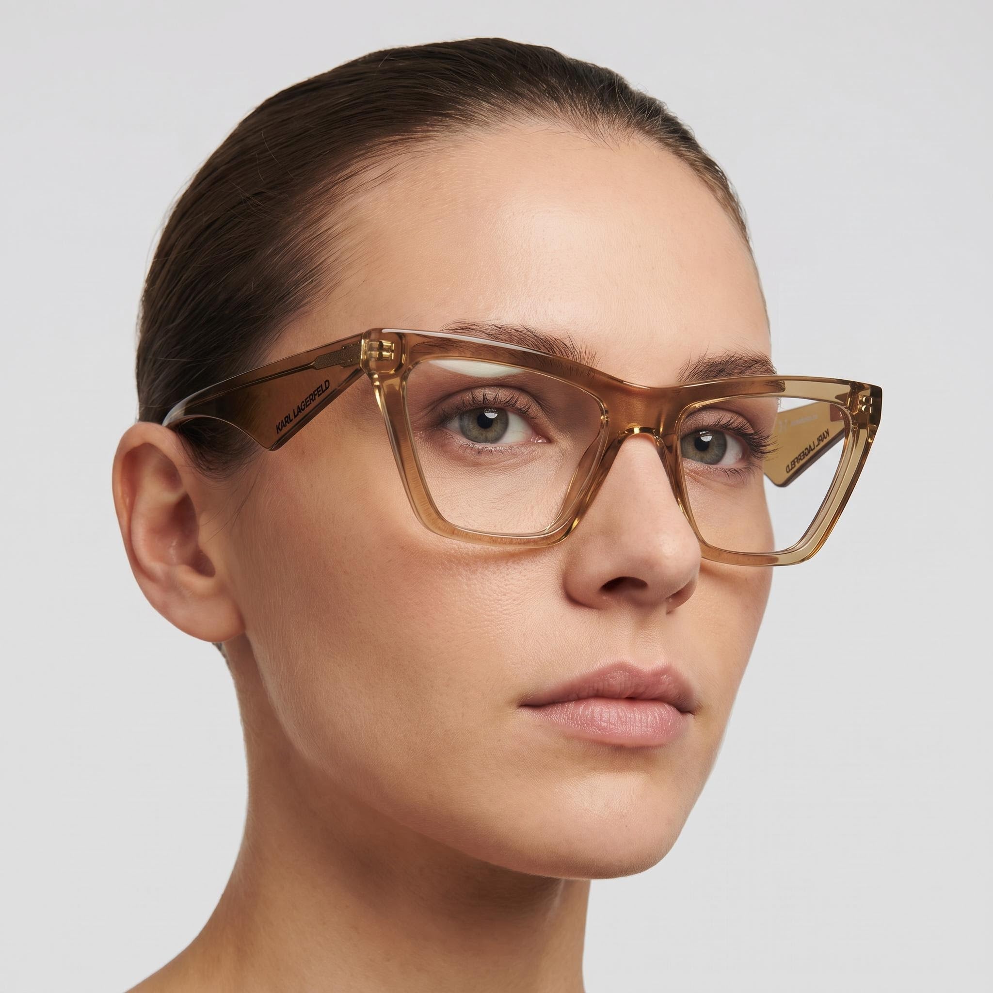KARL LAGERFELD Kl6195 Women's Light Brown Metal Acetate Frame 54mm Eyeglasses, Photo 5