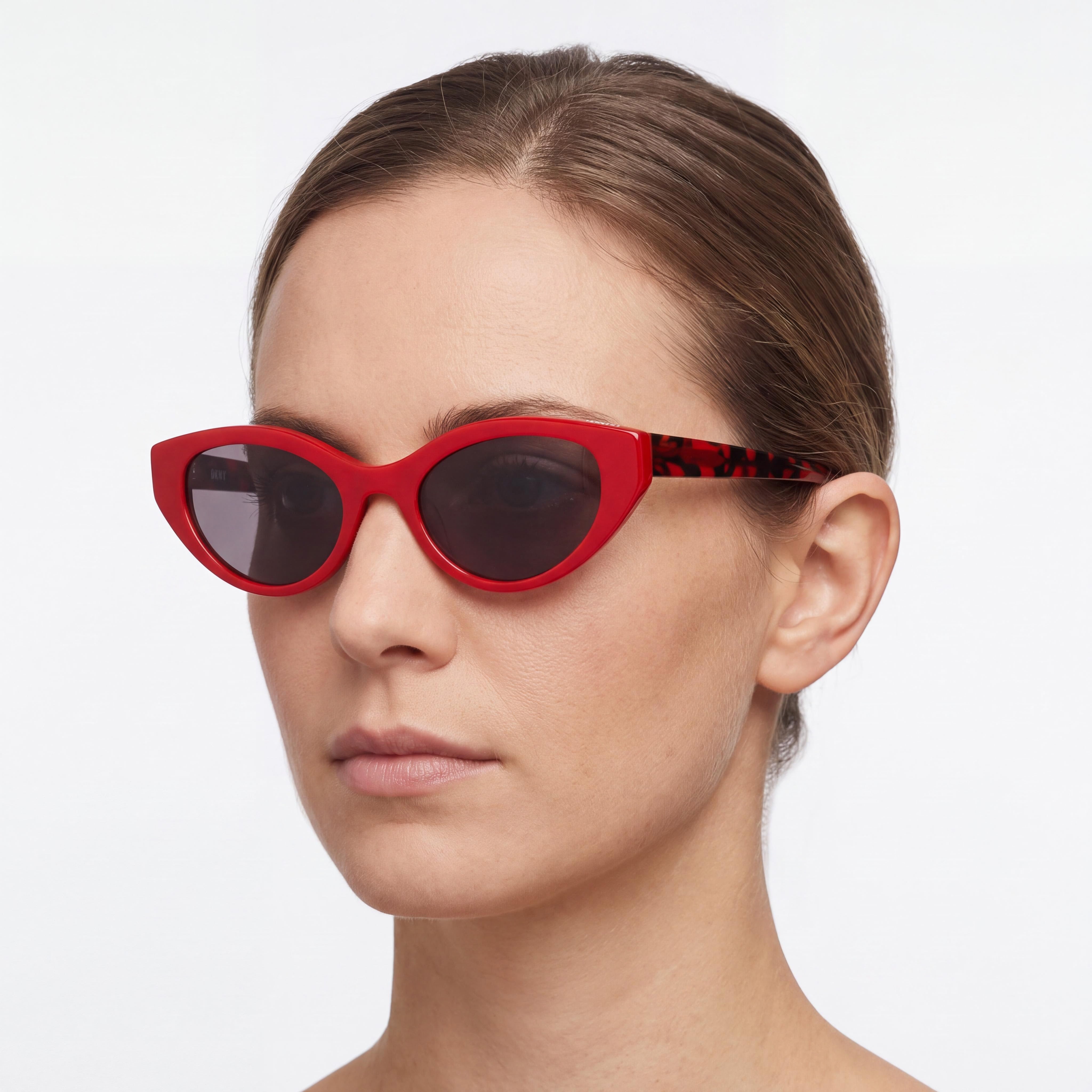 DKNY Classic Women's Red Acetate Frame Eyewear with UV Protection, Non-Polarized Polycarbonate Lenses, Size 51-20-140, Photo 5