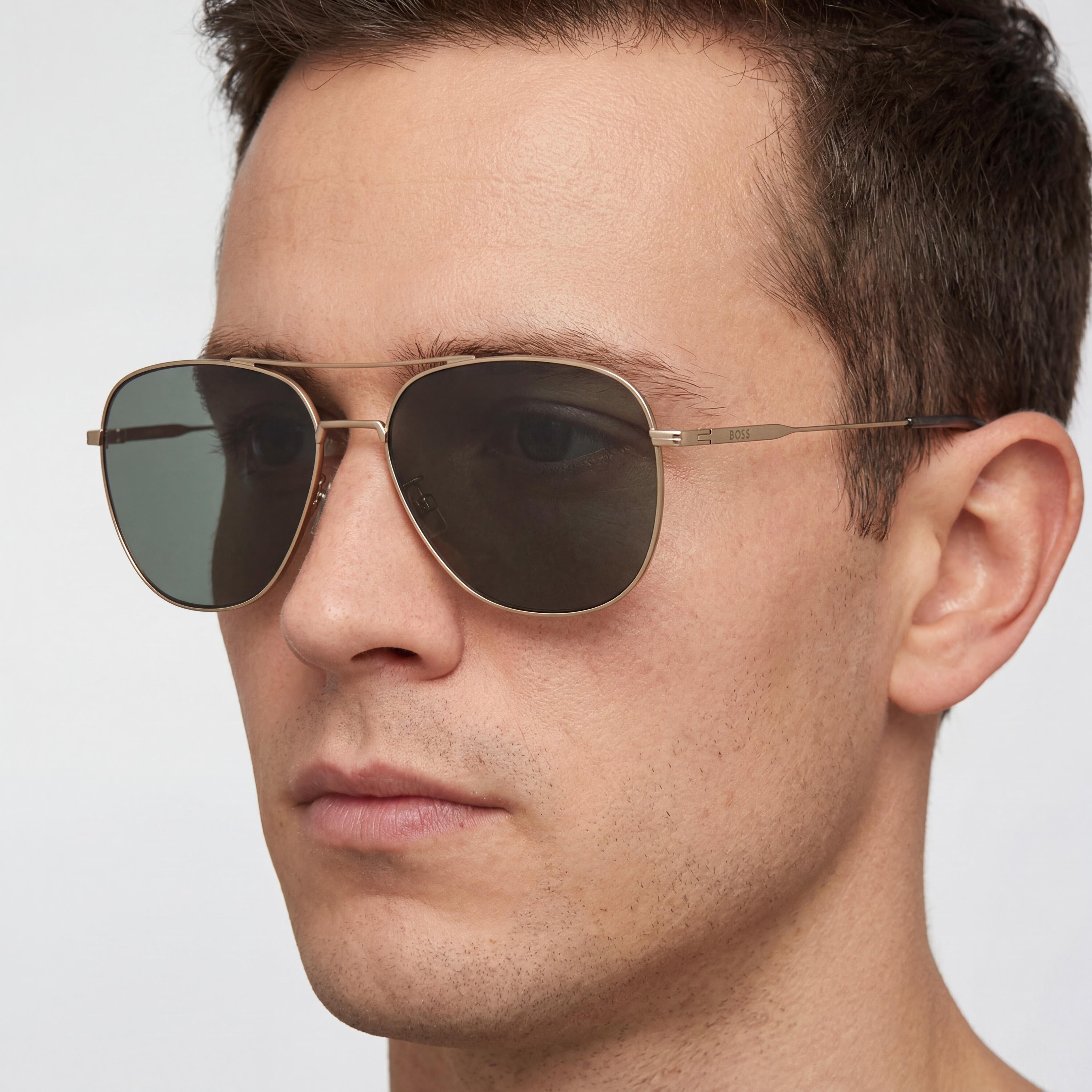 Hugo Boss 1557/O/F/S Aoz Aoz Gafas de sol para hombre, armazón de plástico dorado mate, lentes marrones sin polarizar con protección UV, 62 mm, Photo 5