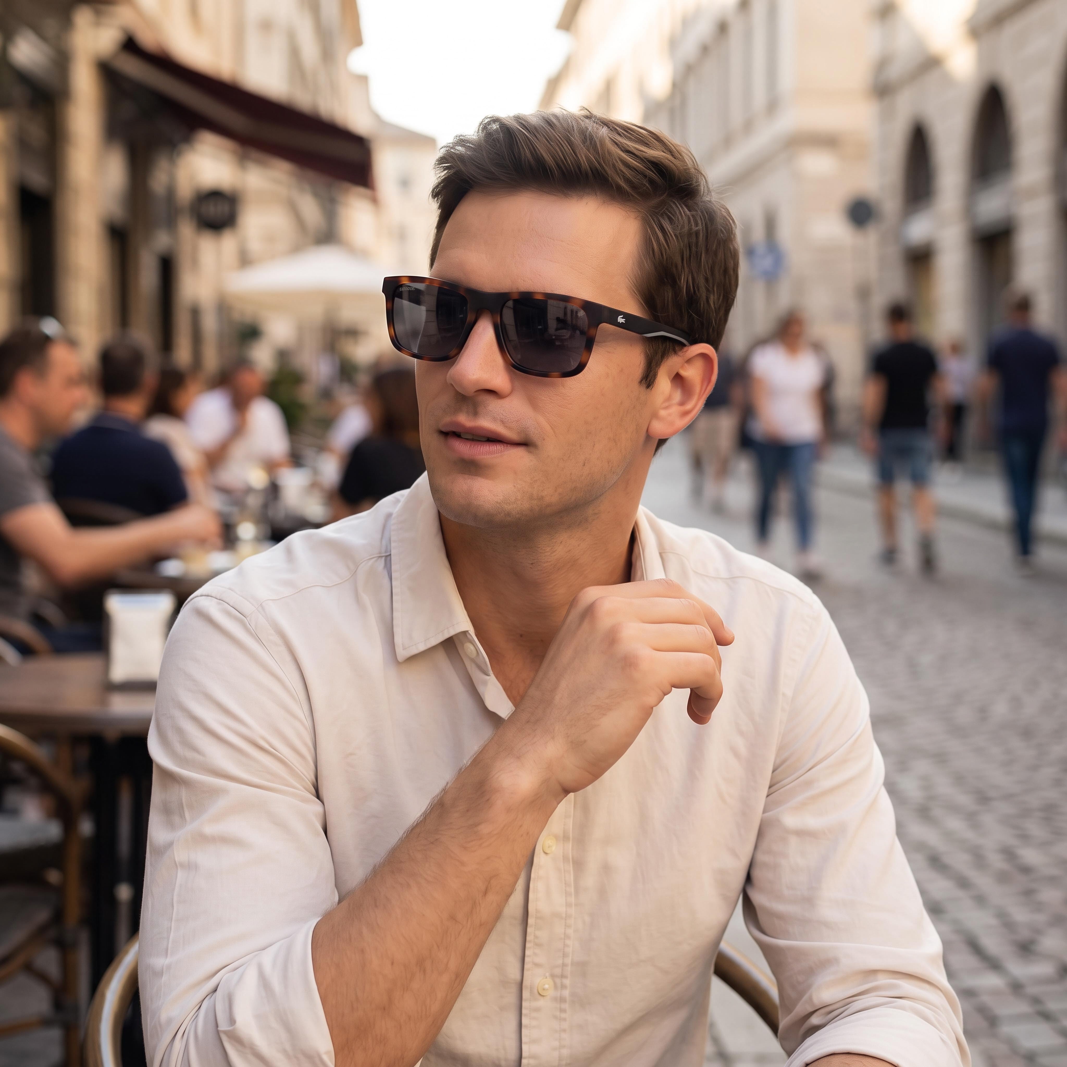 Gafas de sol Lacoste L957s para hombre, de plástico mate havana, espejo gris sólido, no polarizadas, protección UV 56mm, Photo 6