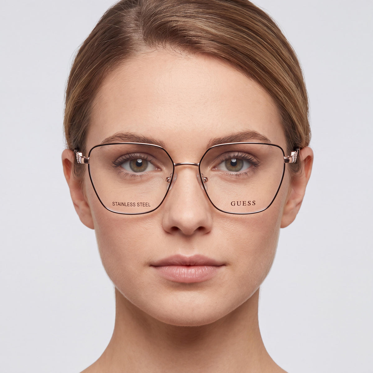 Gafas graduadas de mujer GUESS estilo GEOMÉTRICO con montura de metal negro y lentes transparentes, talla 140-16-43, Photo 3