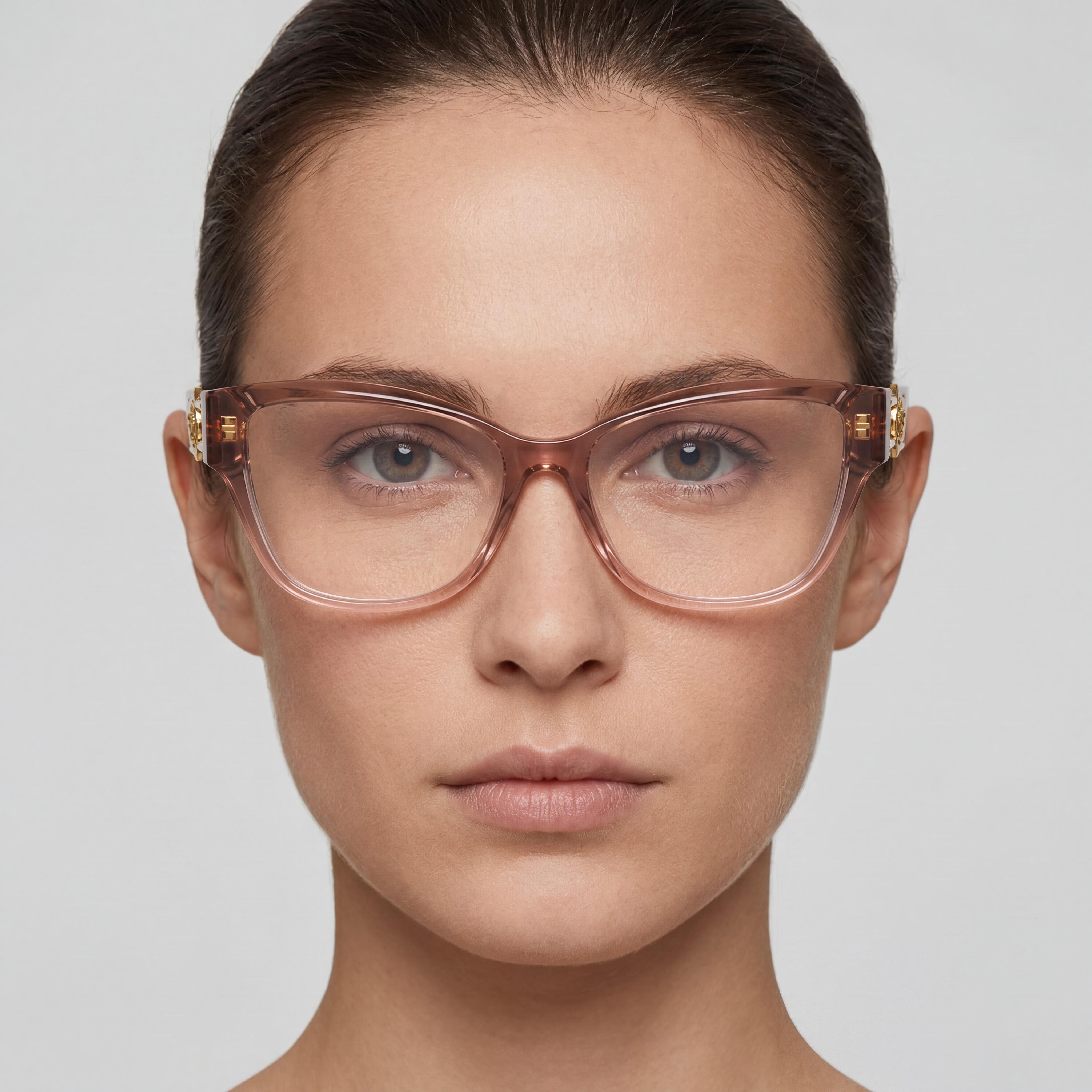 Versace Tf2091b Women's Pink Transparent Acetate Eyeglasses with Clear Plastic Lenses, 54-16-140mm, Photo 5