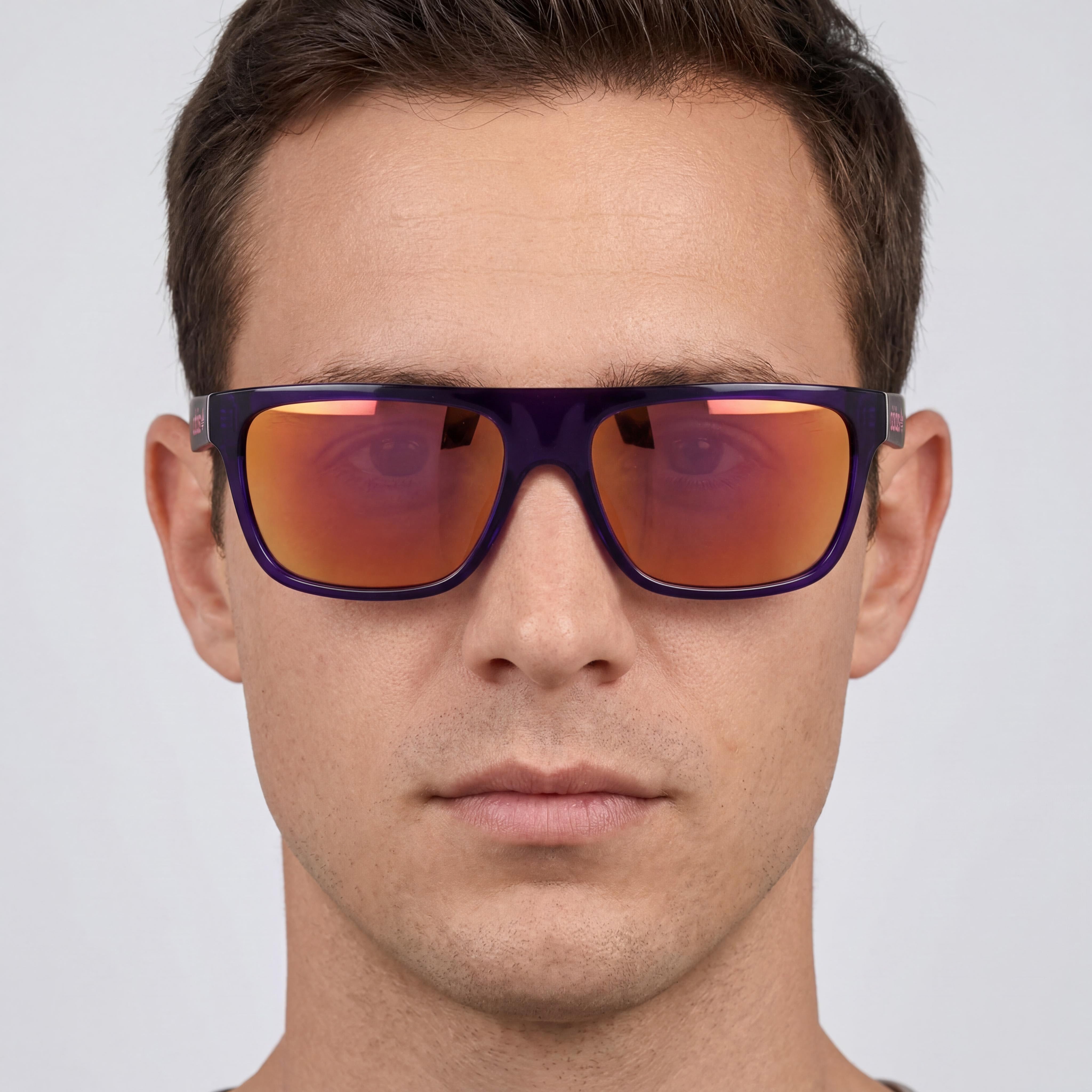 Gafas de sol unisex adidas Originals OR0023 con montura de plástico, no polarizadas, con degradado violeta, rojo brillante y espejo morado, 59 mm, Photo 5