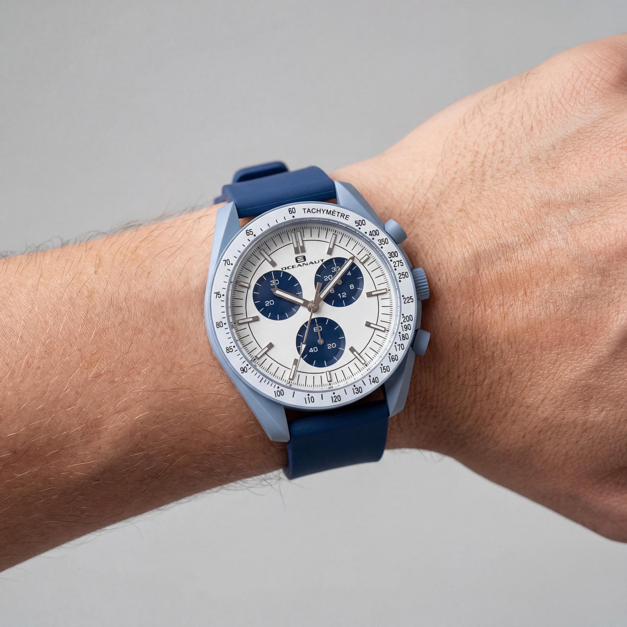 Reloj Oceanaut Modern OC7585 para hombre con esfera blanca, movimiento de cuarzo, resistencia al agua de 50 m, correa de cuero, Photo 2