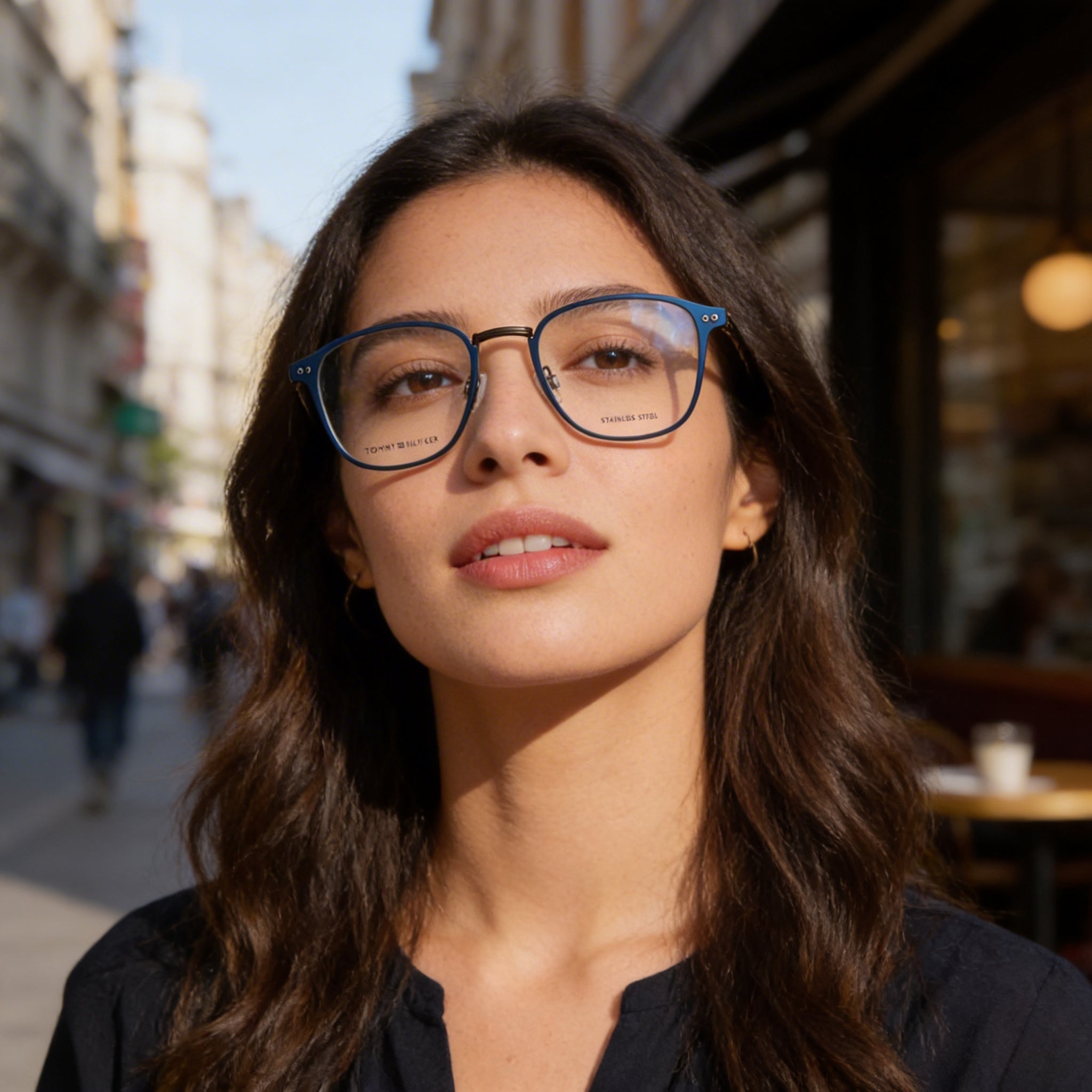 Tommy Hilfiger Modern Unisex Matte Blue Alloy Steel Eyeglasses 52mm, Photo 6