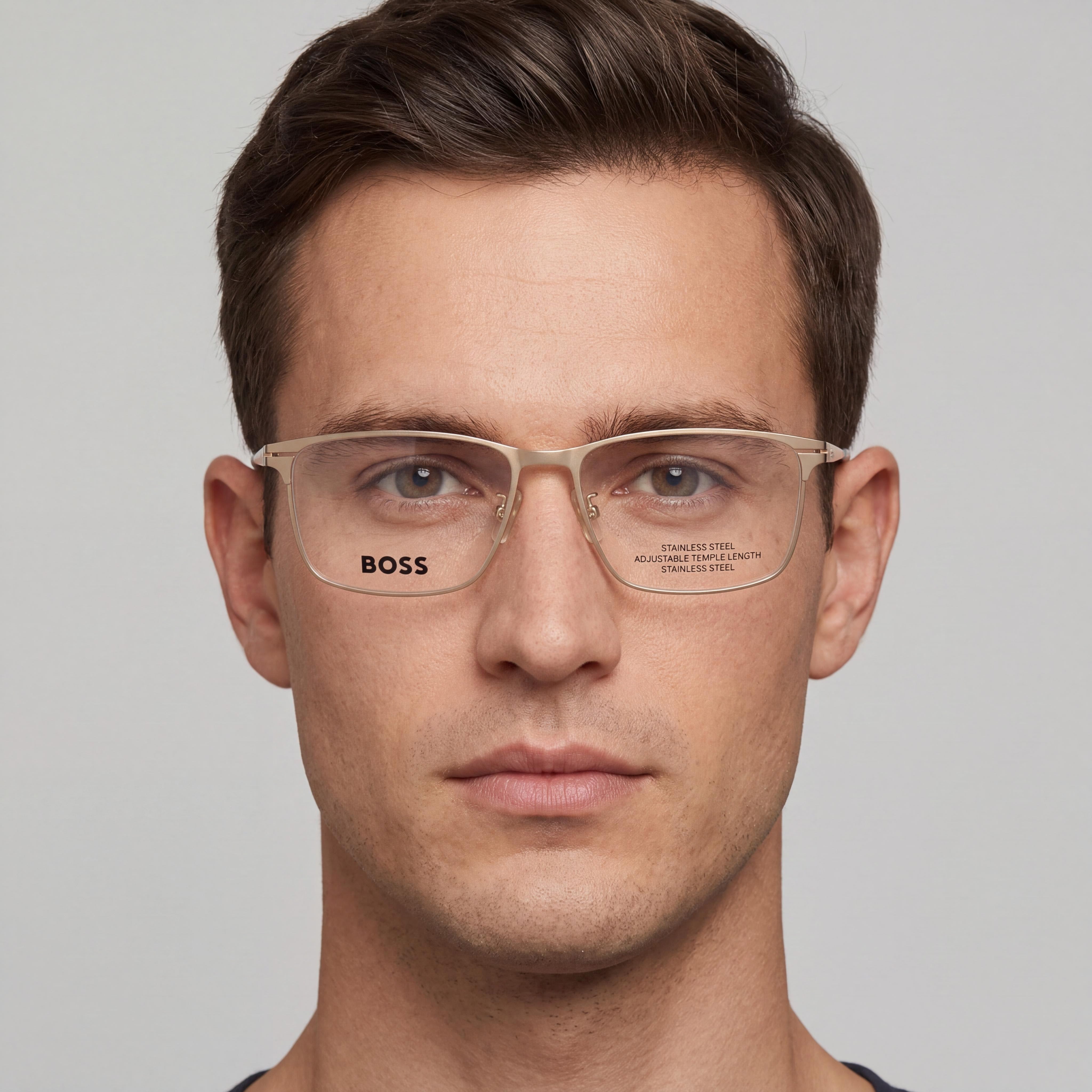 Monturas ópticas rectangulares Hugo Boss Boss 1467/f unisex de metal dorado mate con lentes de 40 mm, Photo 4