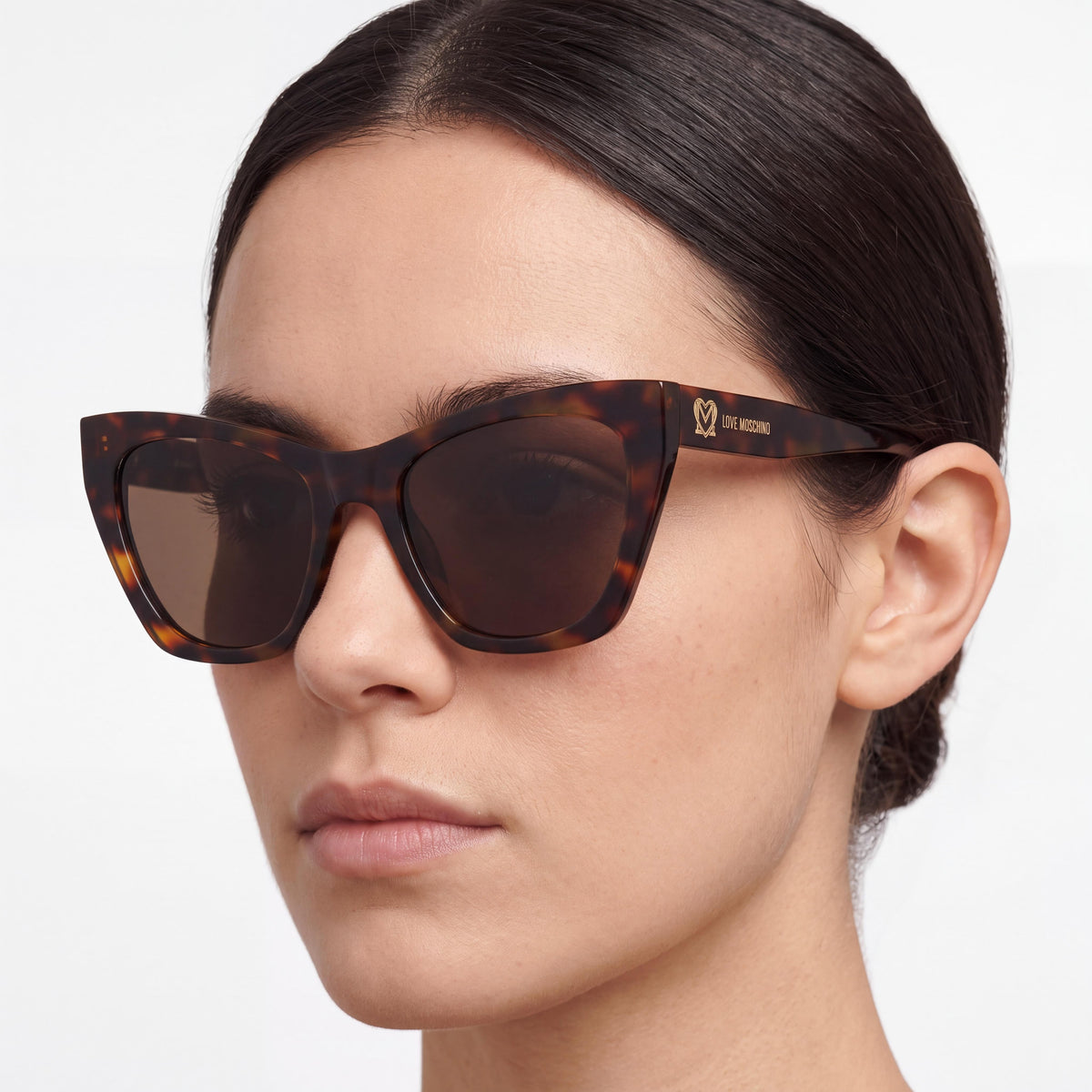 Love Moschino MOL070/S Women's Cat Eye UV Protected Sunglasses, Plastic Frame, Havana Brown, 53mm, Photo 3