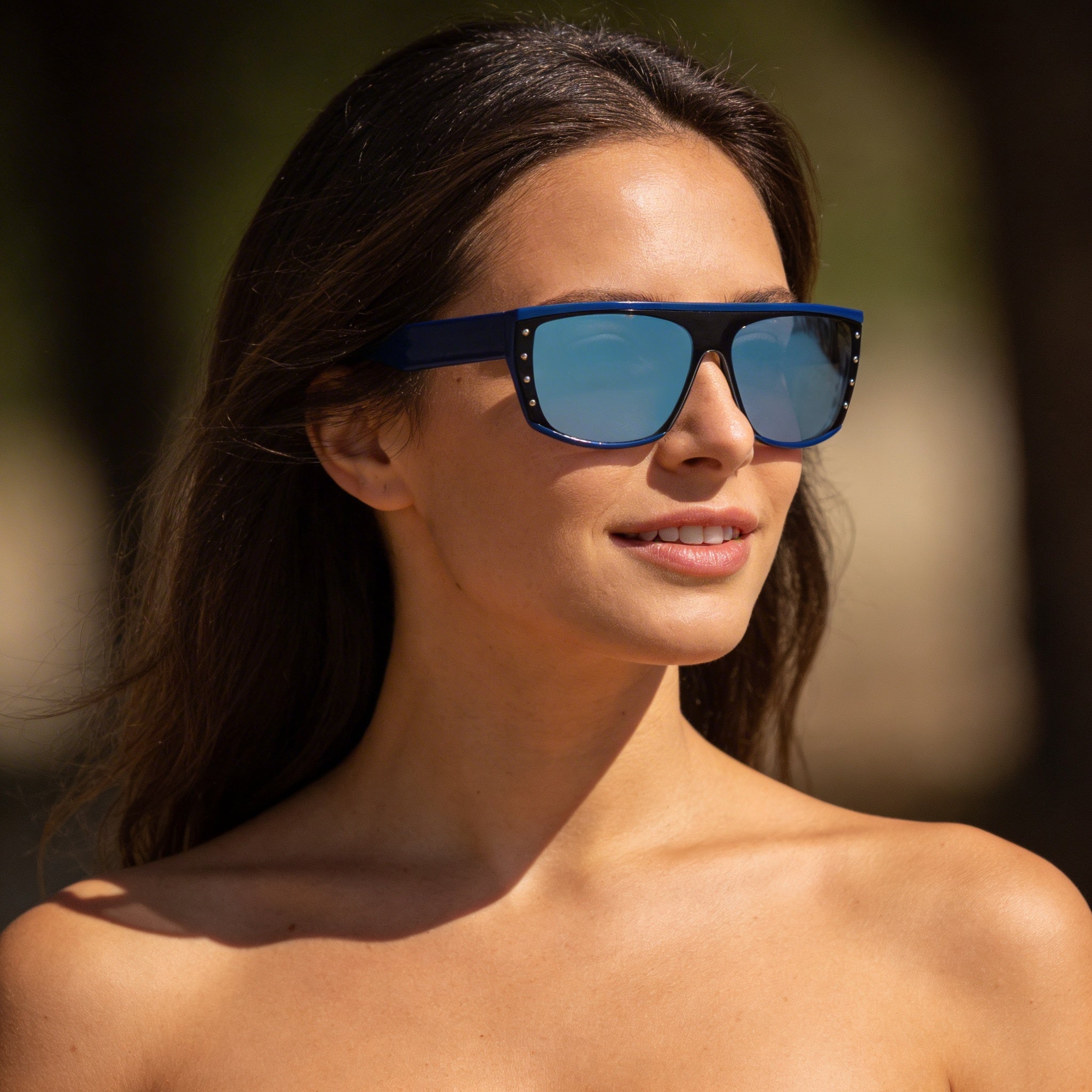 Gafas de sol unisex Jimmy Choo RYLAN/S Casual Browline, montura de celulosa azul, protección UV, 99 mm, Photo 3