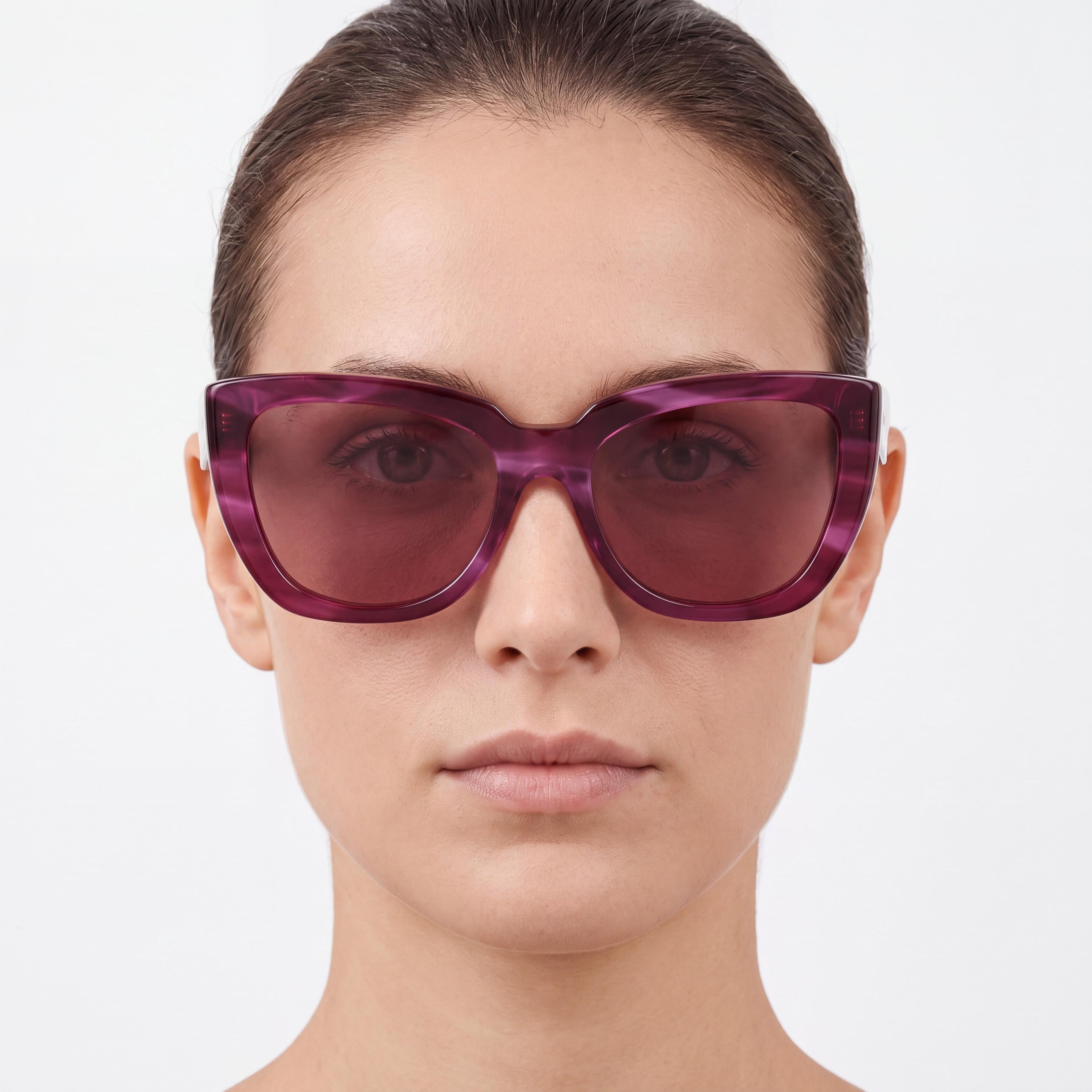 MaxMara Mm0090 Women's Violet Striped Acetate Frame with Polycarbonate Lenses Eyeglasses 54mm, Photo 4