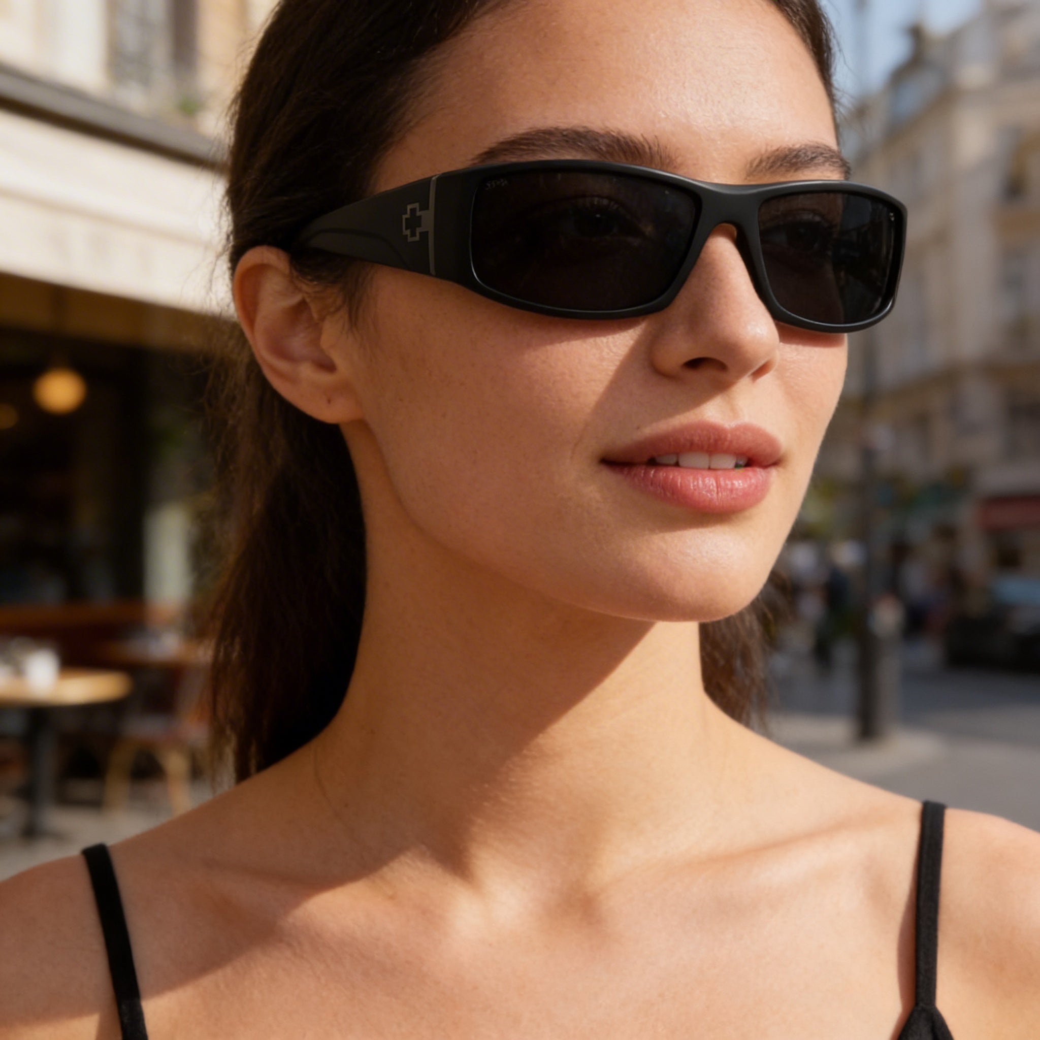 Spy Cooper XL Unisex Rectangular Wrap Sunglasses Soft Matte Black Happy Boost Polar Black Mirror Polarized UV Protection X-Large, Photo 5