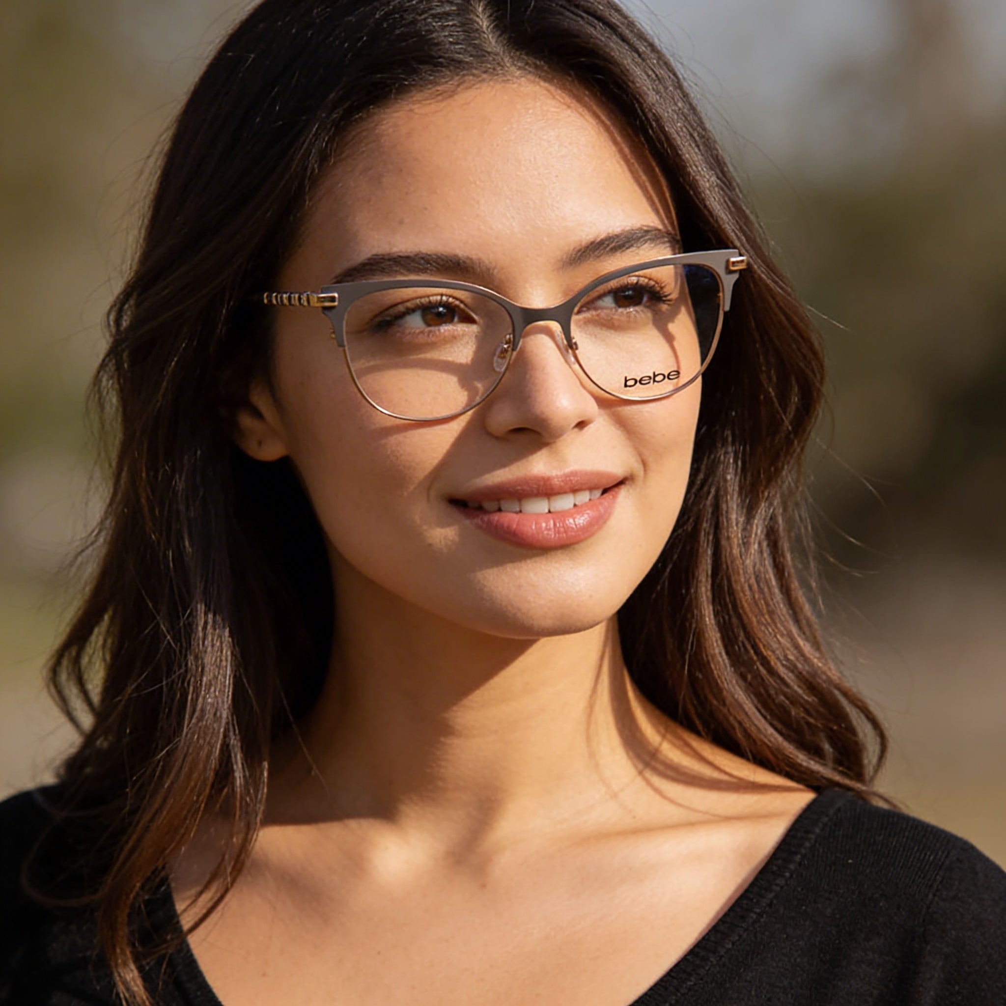 bebe Bb5224 Gafas de mujer con montura completa Cat Eye de metal rosa, ancho de lente 52 mm, Photo 6