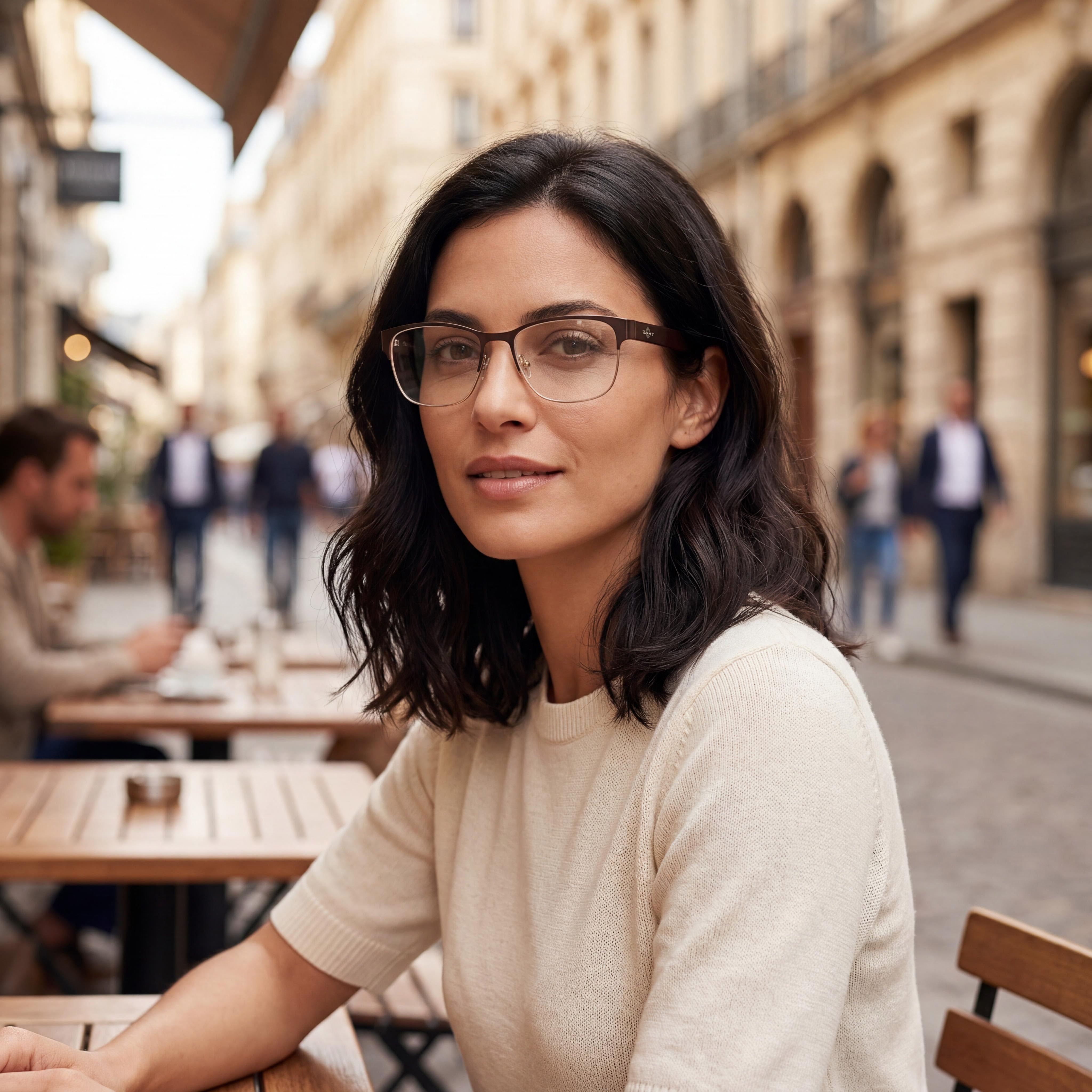 GANT GA50018 Unisex Metal Frame Eyeglasses, Classic Formal Style, Shiny Dark Brown with Polycarbonate Lenses, 52mm Lens Width, Photo 3