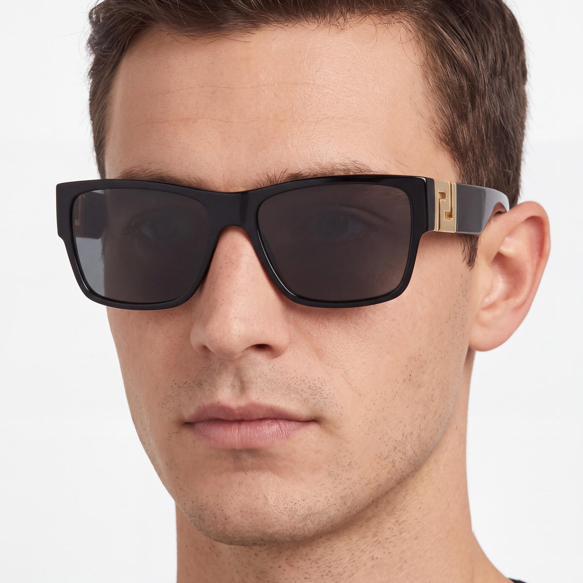 Versace VE4296 Men's Square Black Composite Sunglasses with Dark Grey Non-Polarized Anti-Reflective UV Protection Lenses 59mm, Photo 3