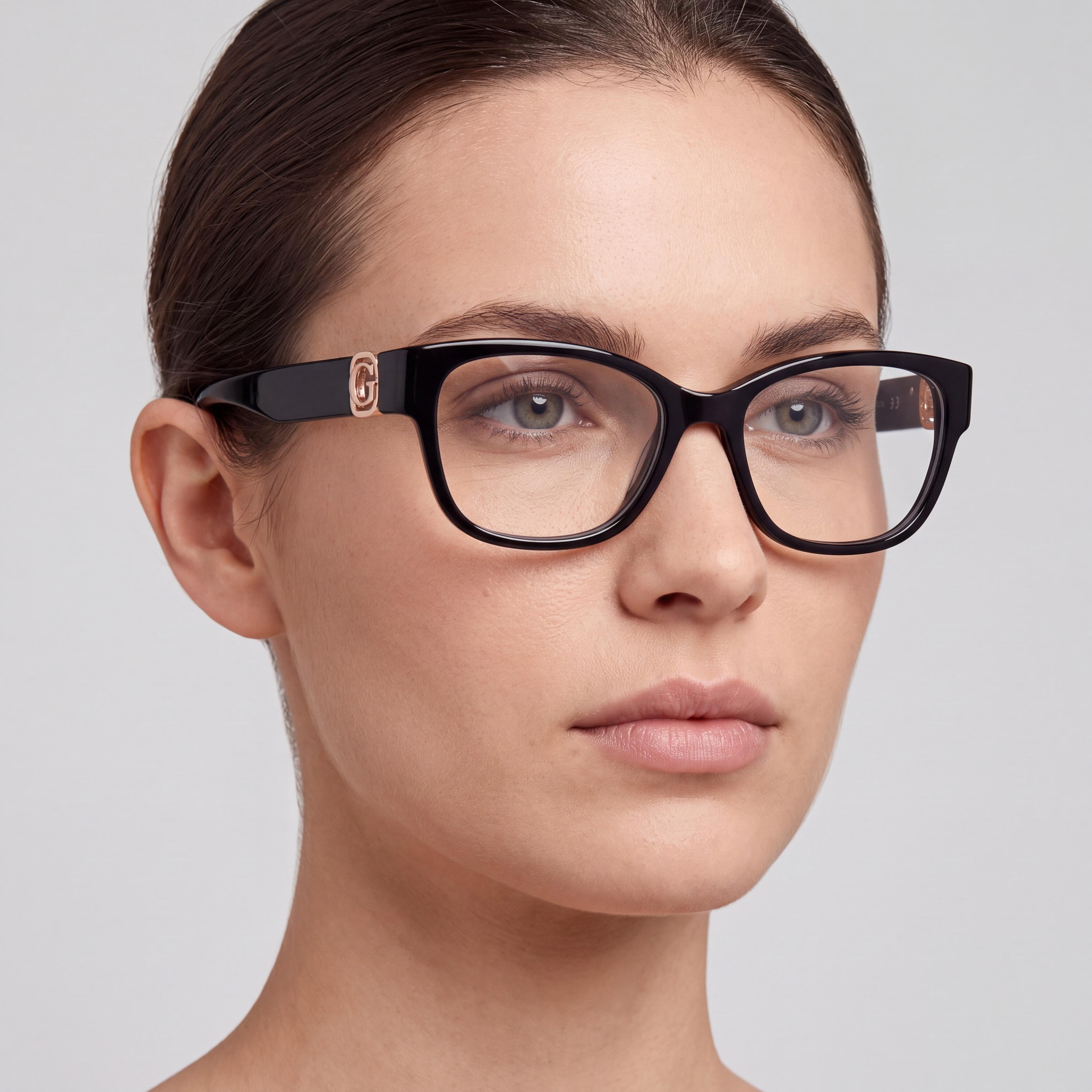 Gafas GUESS Gu50120 para mujer, armazón de plástico negro con lentes de policarbonato, ancho de lente 52 mm, puente 16 mm, patilla 140 mm, Photo 3