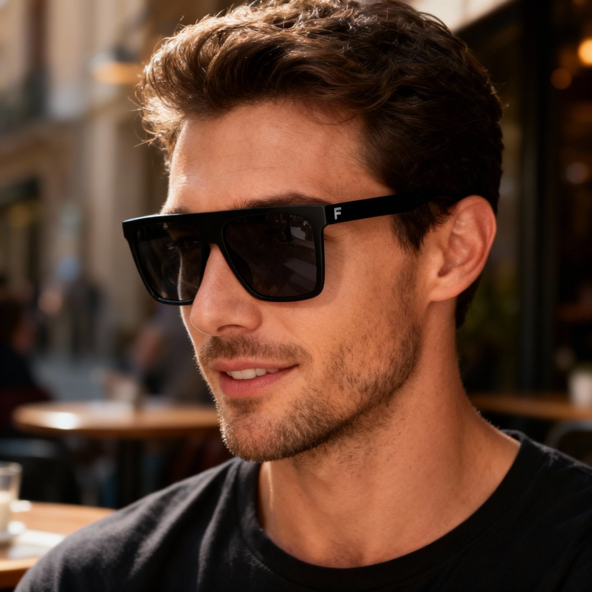 Fila Men's Casual Sunglasses - Injected Matte Black Frame, Smoke Polycarbonate Non-Polarized Lenses, 60mm, Photo 6