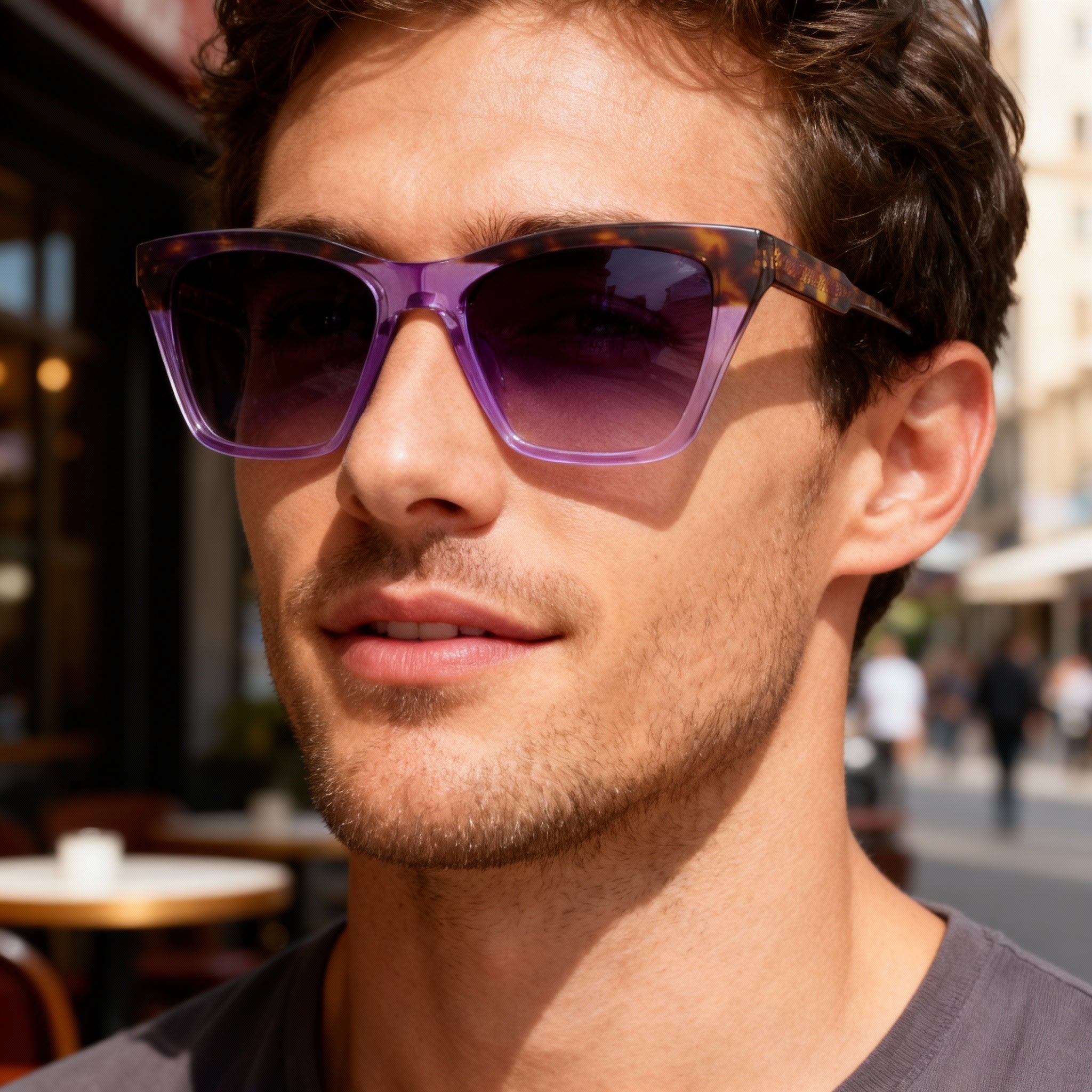 Victoria Beckham VB638S Men's Modern Acetate Non-Polarized Sunglasses, Havana Purple, 55-17-140mm, Photo 4