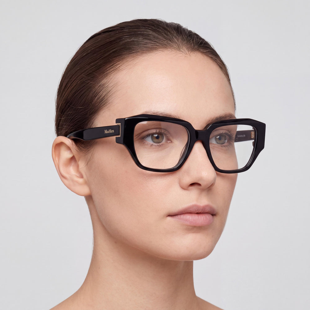 MaxMara Mm5182 Women's Shiny Black Plastic Eyewear with Polycarbonate Lenses 52mm