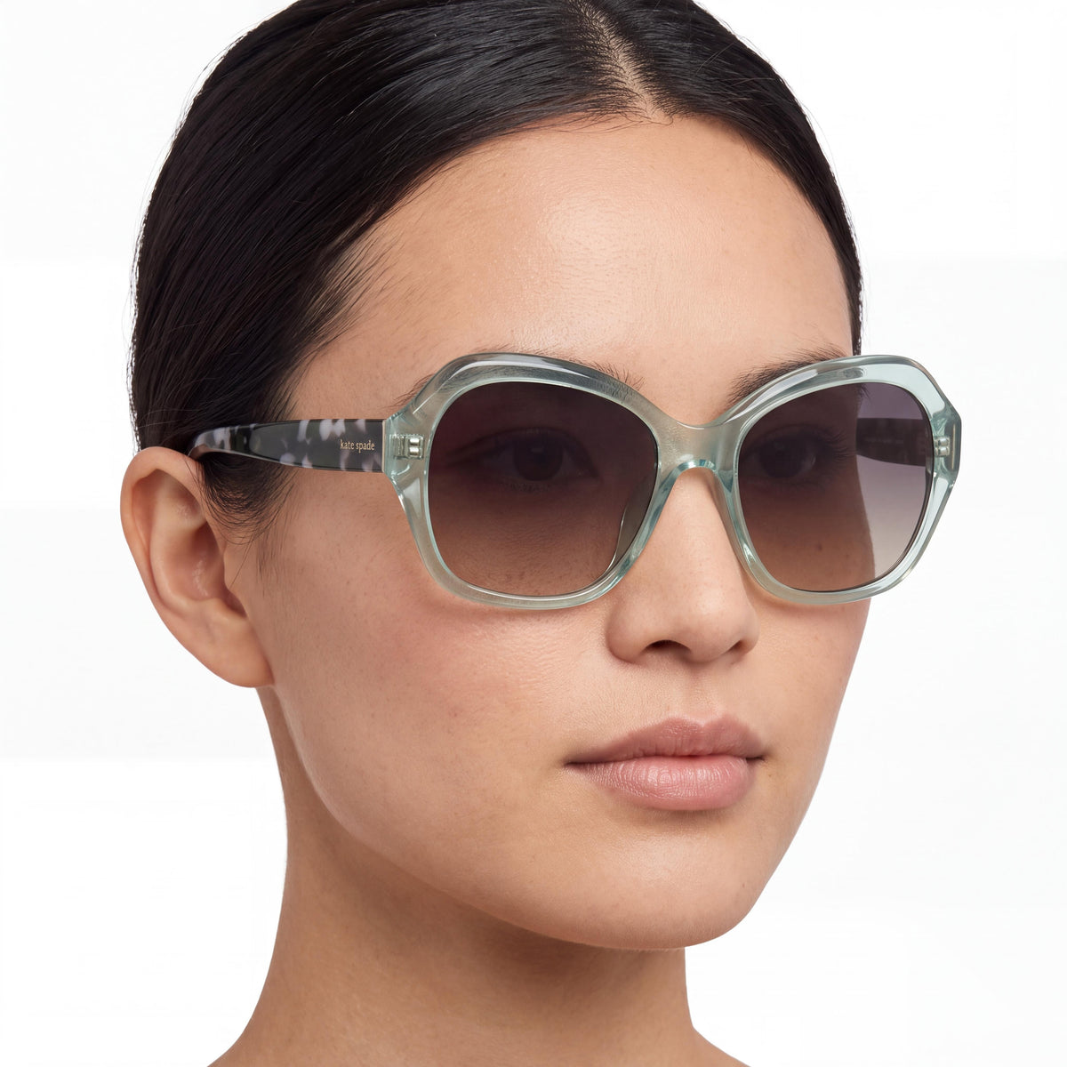kate spade new york LOTTIE/G/S Women's Green Acetate Non-Polarized Sunglasses with Grey Brown Doubleshade Lenses 55-17-140, Photo 5