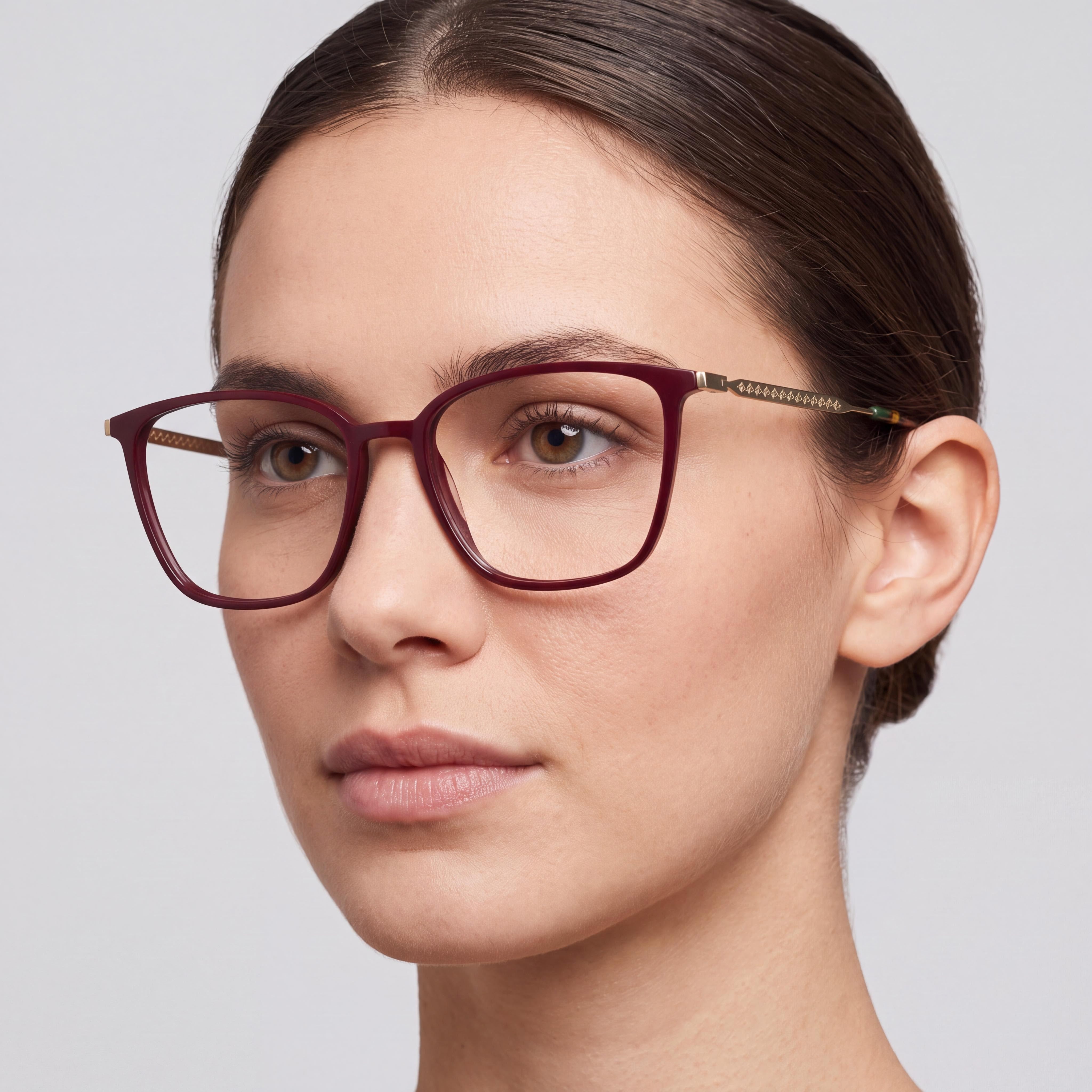 Lacoste Casual Women's Optical Eyeglasses with Burgundy Plastic Frame and Non-Polarized Transparent Plastic Lenses - Size 53-15-140, Photo 3