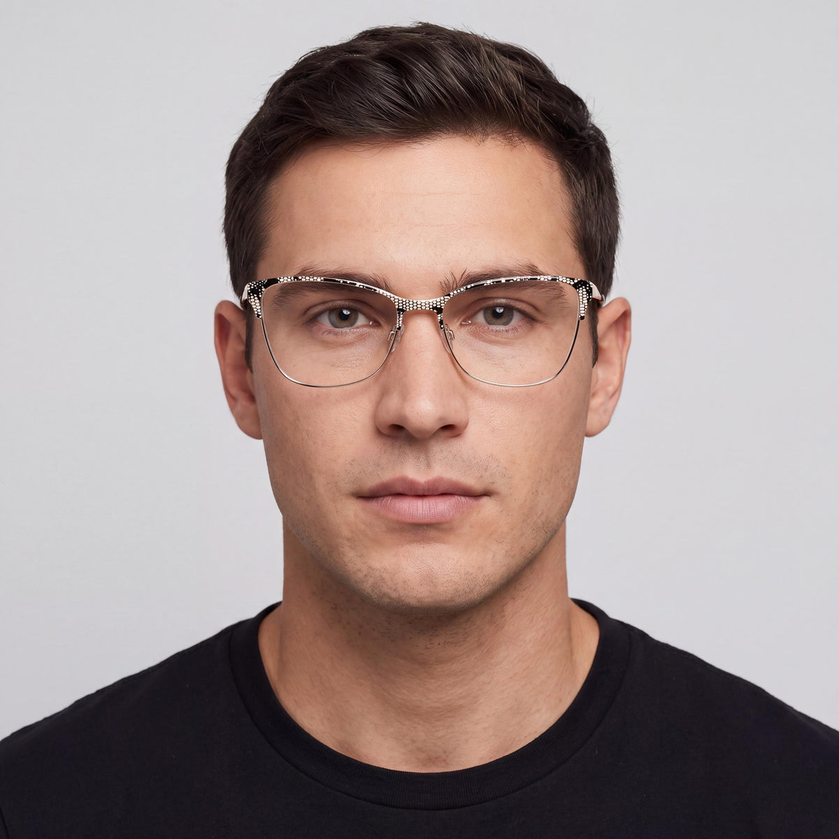 BEBE Men's Bb5221 Eyeglasses featuring Jet Lace Acetate Frames and Clear Polycarbonate Lenses 52mm, Photo 4