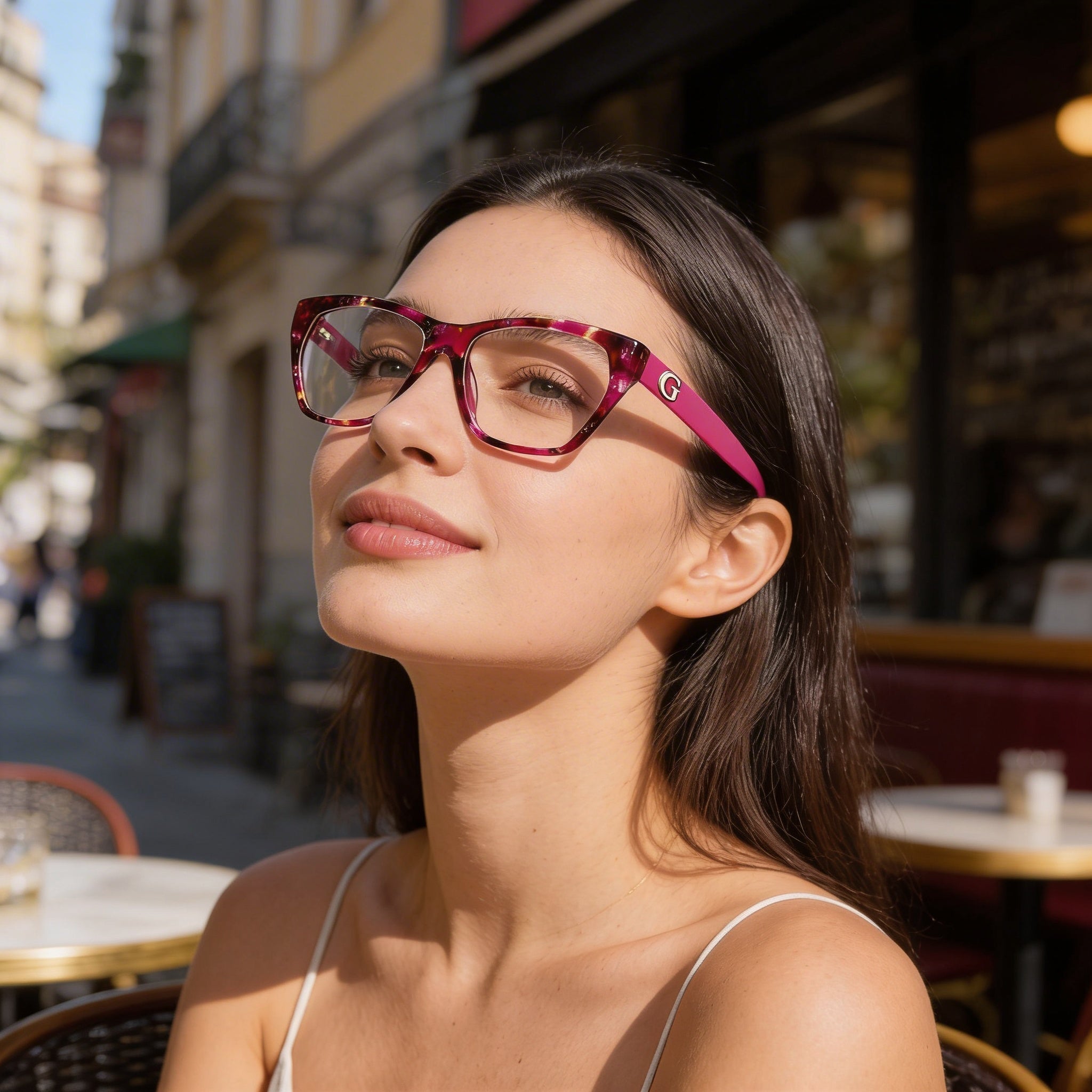 Gafas de sol Guess Gu50234 para mujer, de plástico, color lila habana, con lentes de policarbonato no transparentes, 54-15-140 mm, Photo 5