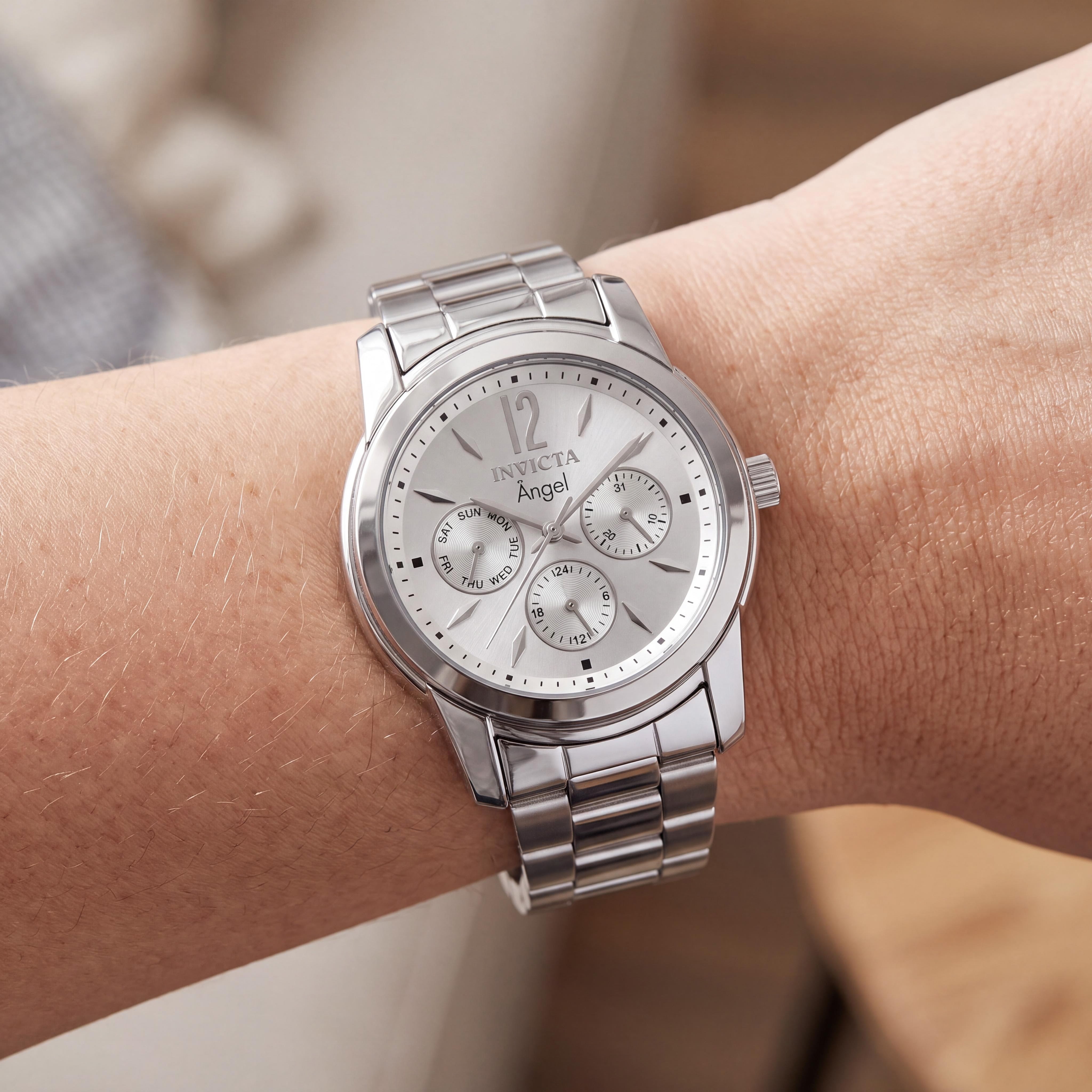 Invicta Angel Collection 0461 Women's 38mm Stainless Steel Quartz Water-Resistant Watch with Silver Dial, Photo 4