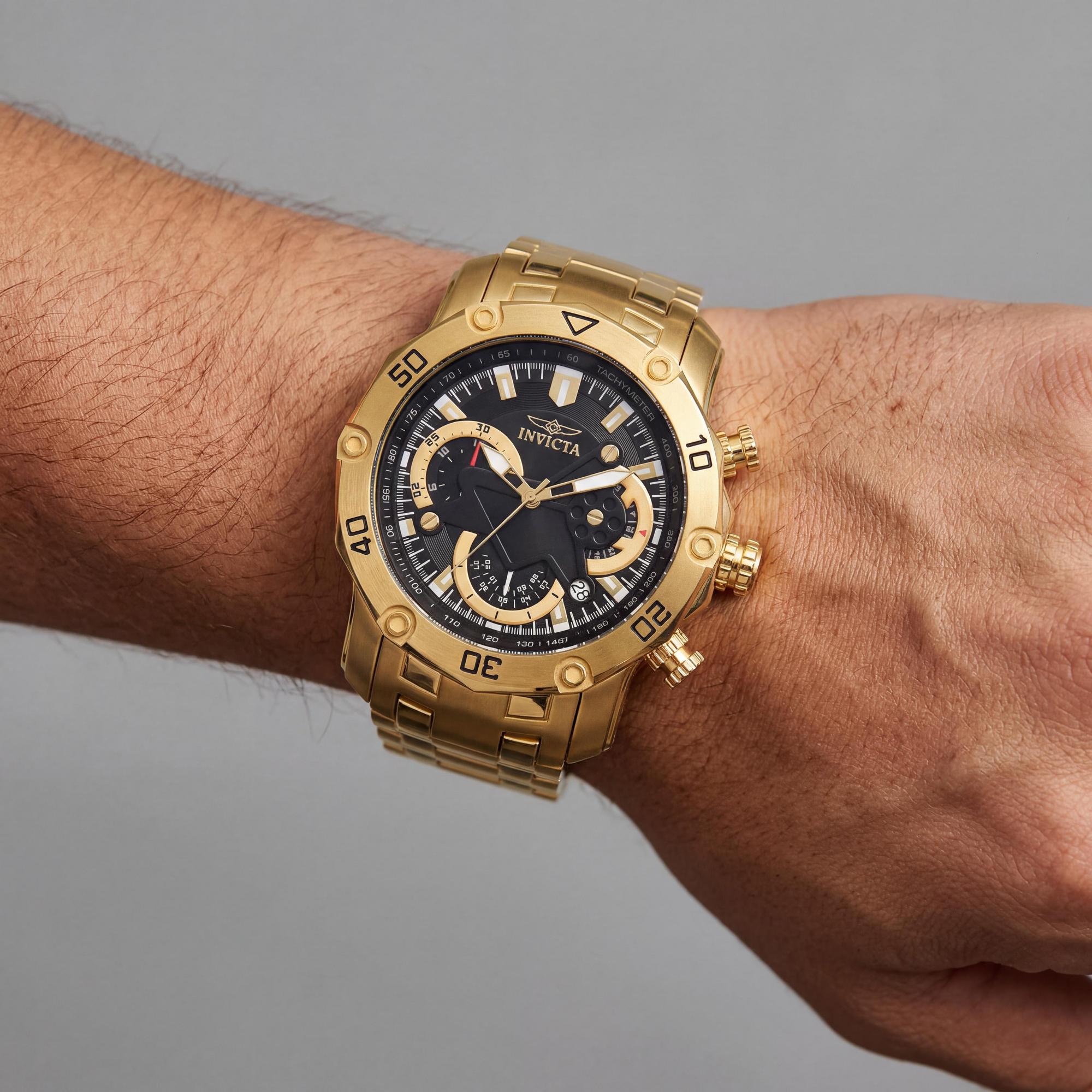 Reloj de buceo Invicta Pro Diver SCUBA 22767 de acero inoxidable dorado con cronógrafo de cuarzo y caja de 50 mm para hombre., Photo 4