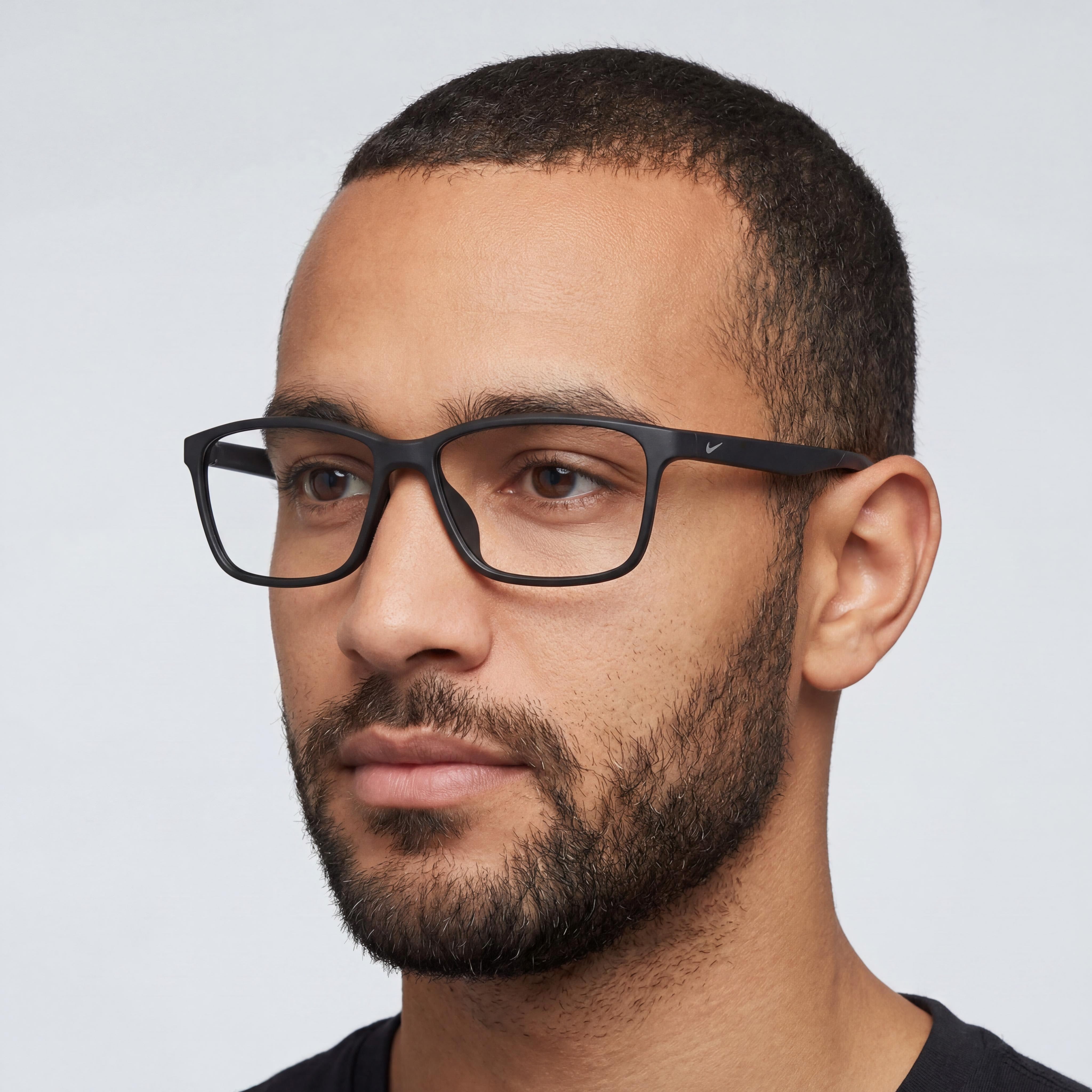 Nike Classic Unisex Eyewear with Acetate Frame in Matte Black and Polycarbonate Multicolor Lenses, 55mm Lens Width, Photo 4