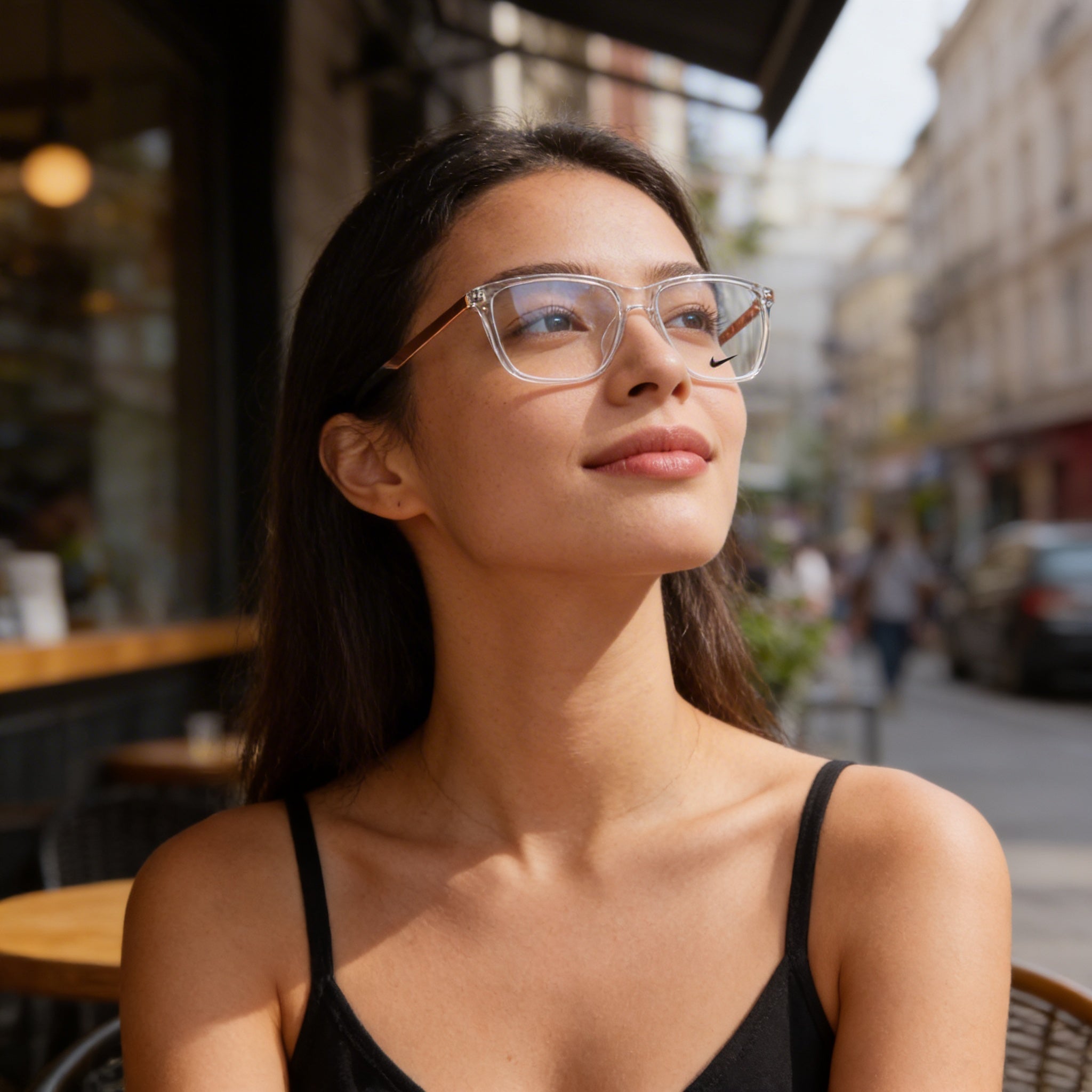 Nike Modern Unisex Eyeglasses Frame, Clear Acetate, 54mm Lens Width, with Non-Functional Demo Lenses, Photo 6