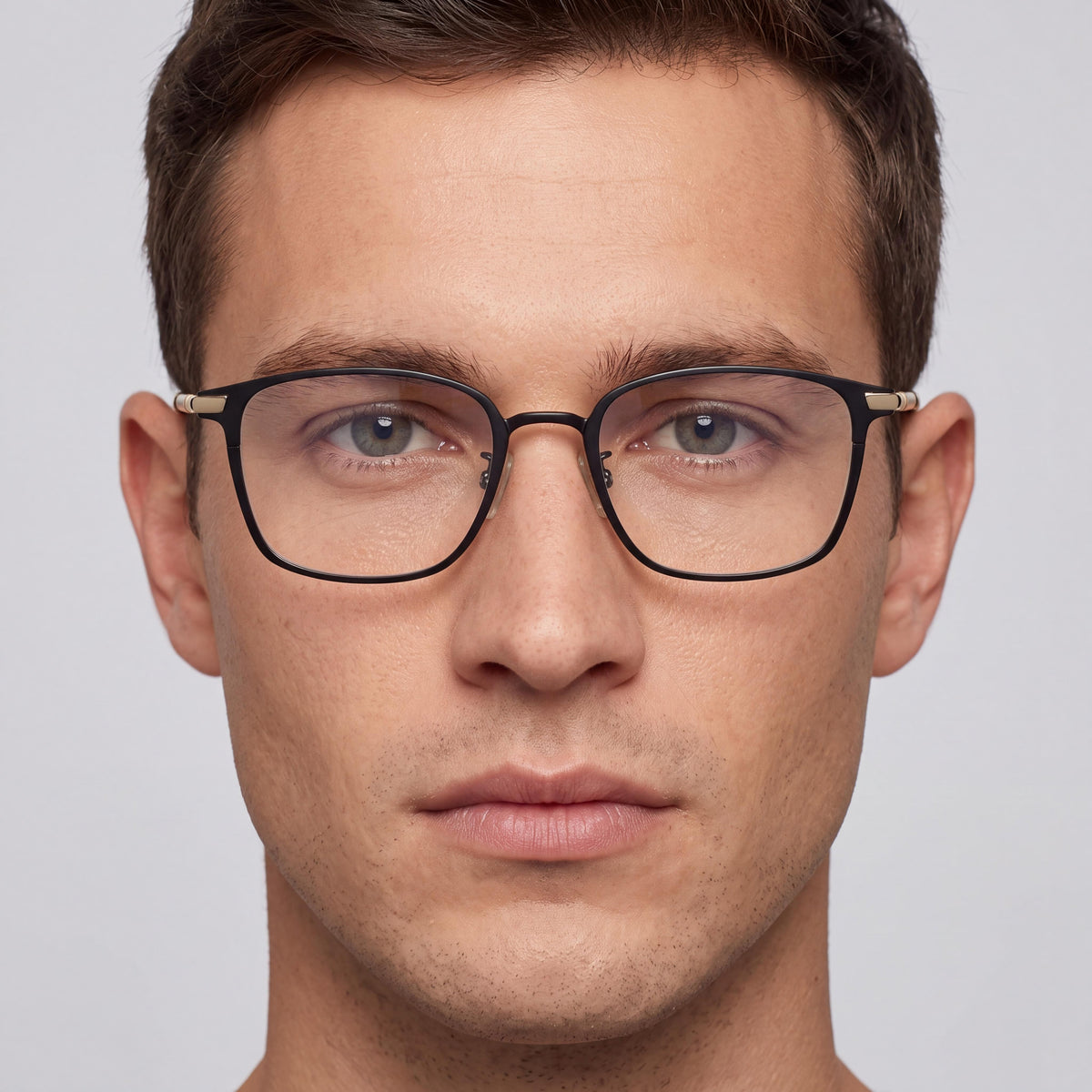 Hugo Boss 102142 Men's Full Rim Square Eyeglasses with Titanium Frame in Black/Gold, 53mm, Photo 4