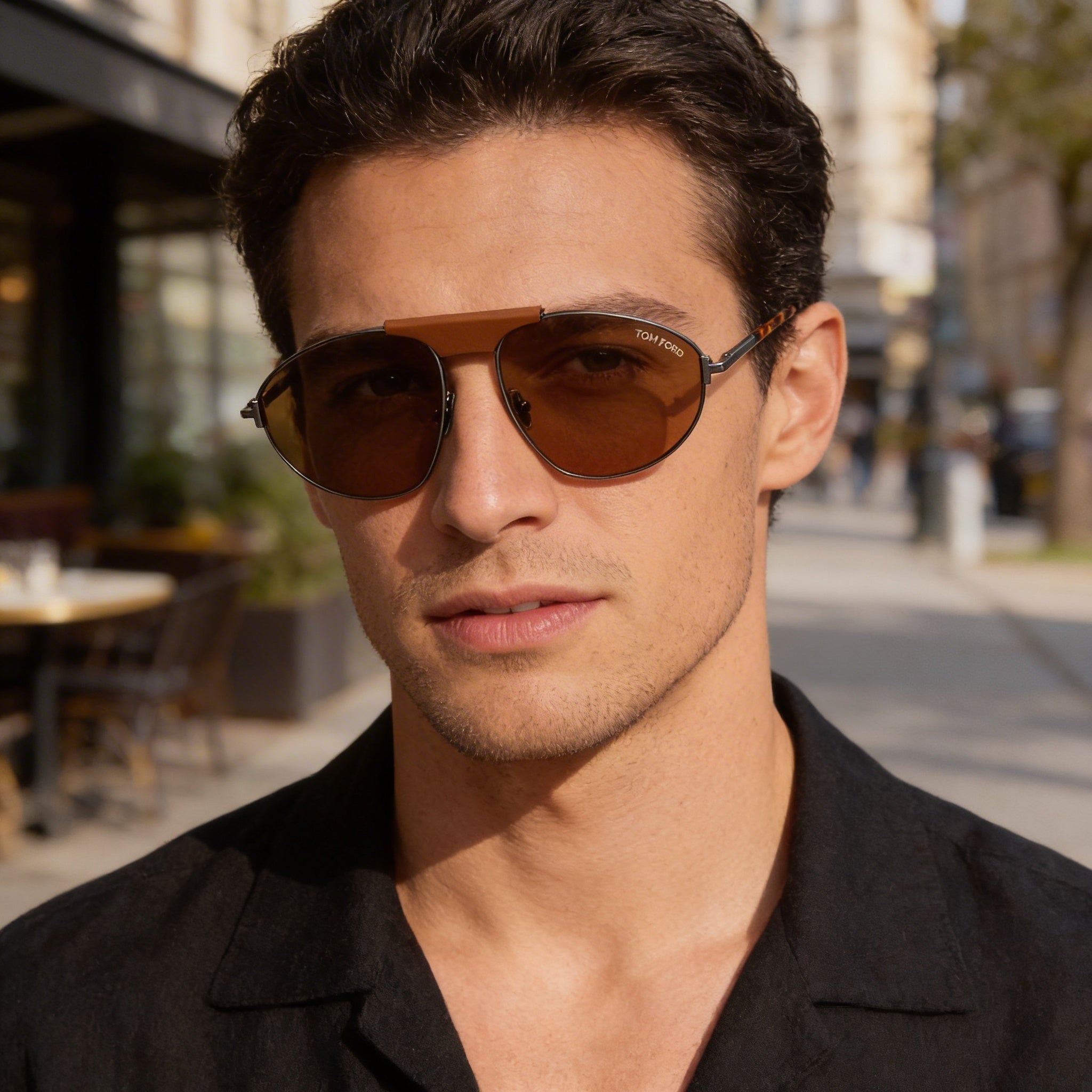 Gafas de sol Tom Ford Ken Ft 1095 de metal para hombre, montura de rutenio marrón brillante, lentes marrones, talla 60-16-140, Photo 4
