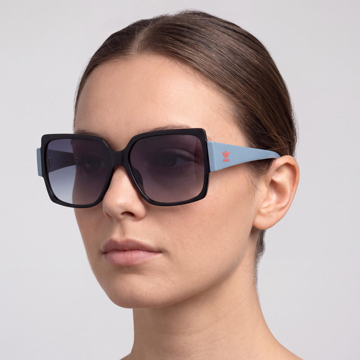 adidas Originals Modern Women's Shiny Black Acetate UV Protection Gradient Blue Mirror 55mm, Photo 4