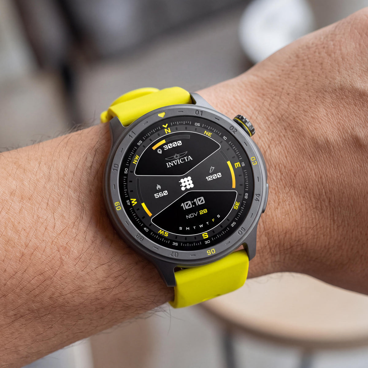Invicta Casual I-Tech-004 Reloj inteligente digital unisex, pantalla de 1,43", GPS, Bluetooth, resistente al agua, negro y amarillo, Photo 4