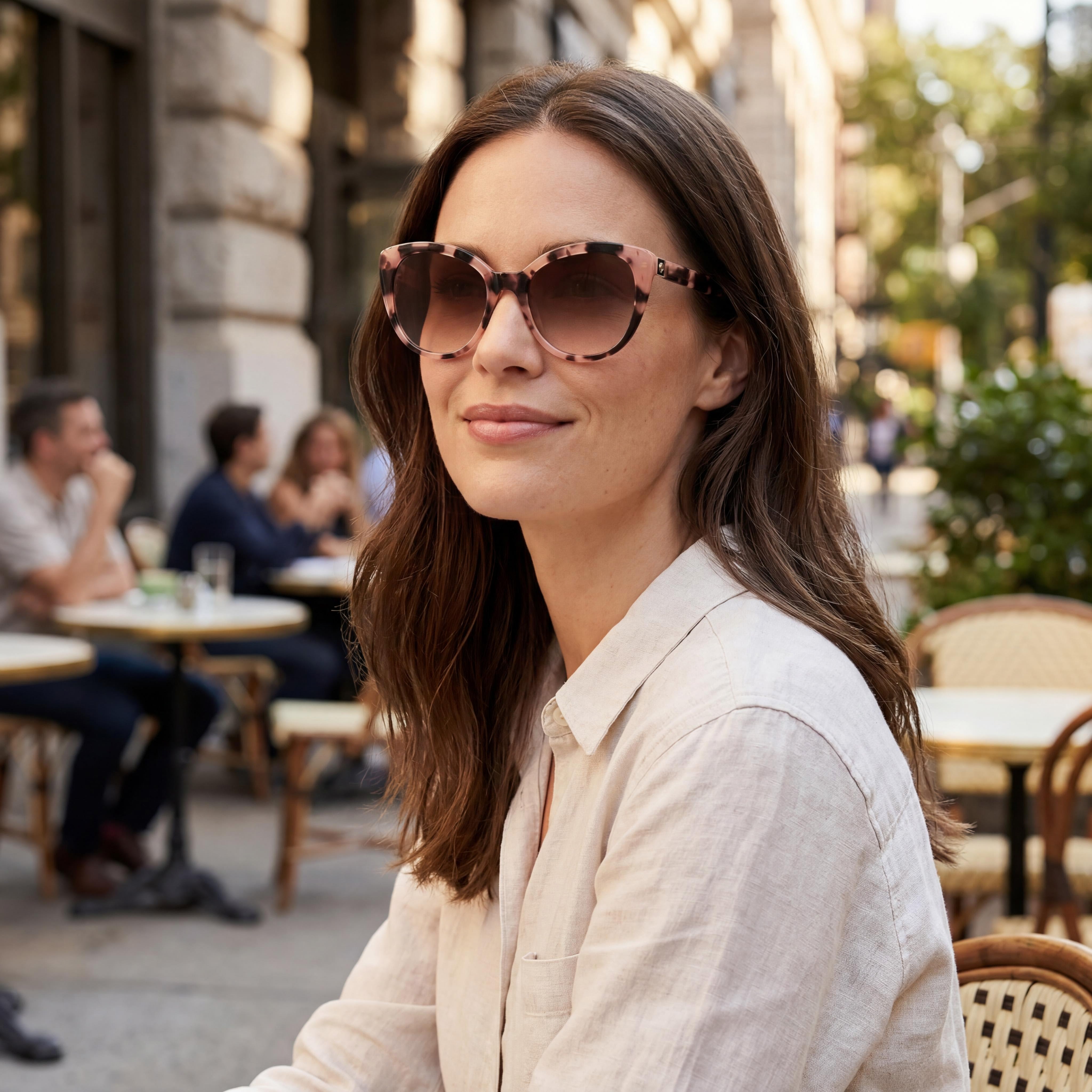 kate spade new york Amberlee/S Women's Pink Havana Plastic Brown Pink Gradient UV Protection Sunglasses 55mm, Photo 6