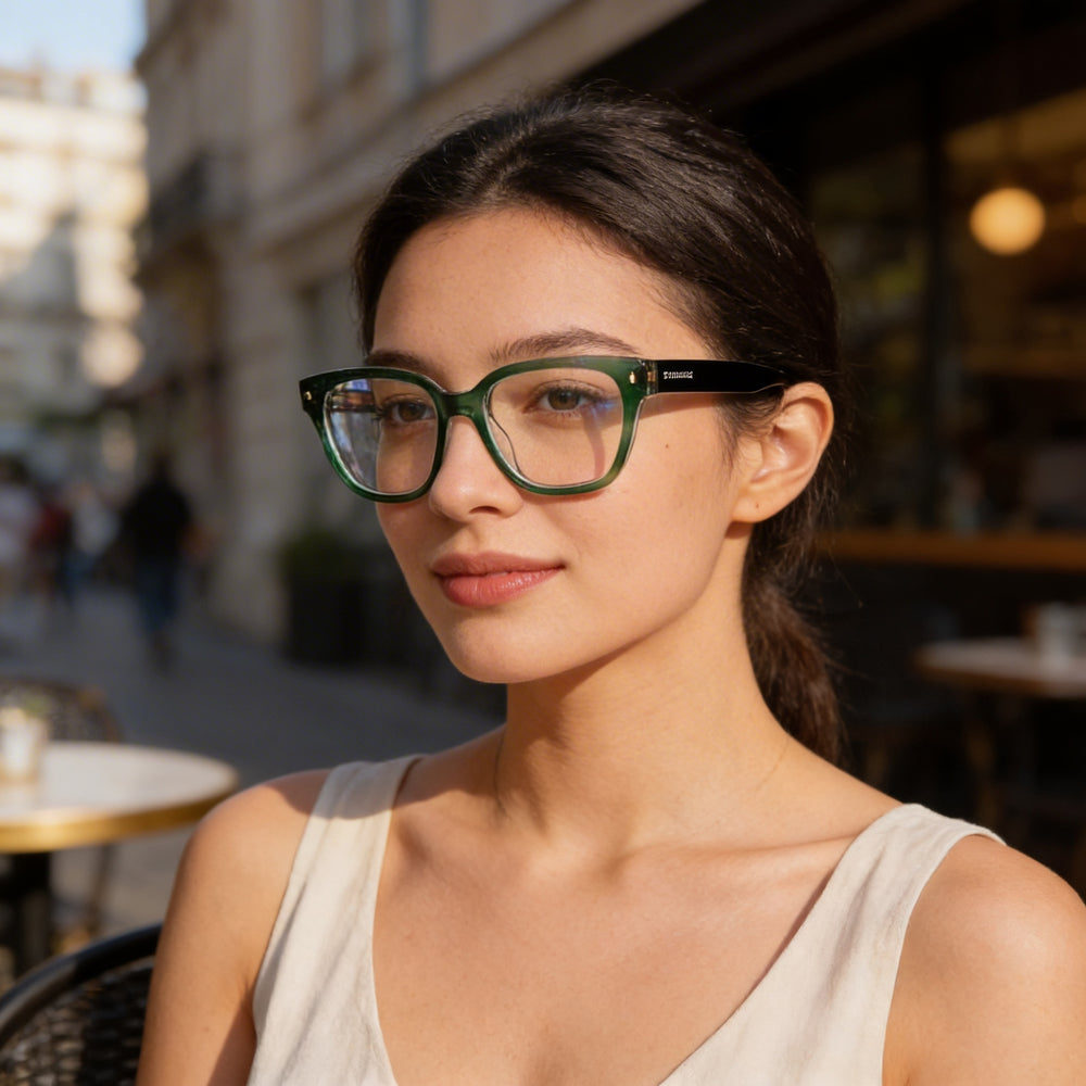 Gafas Dsquared2 D2 0025 de acetato con rayas verde azulado para mujer, ancho de lente de 51 mm, puente de 18 mm, patilla de 145 mm