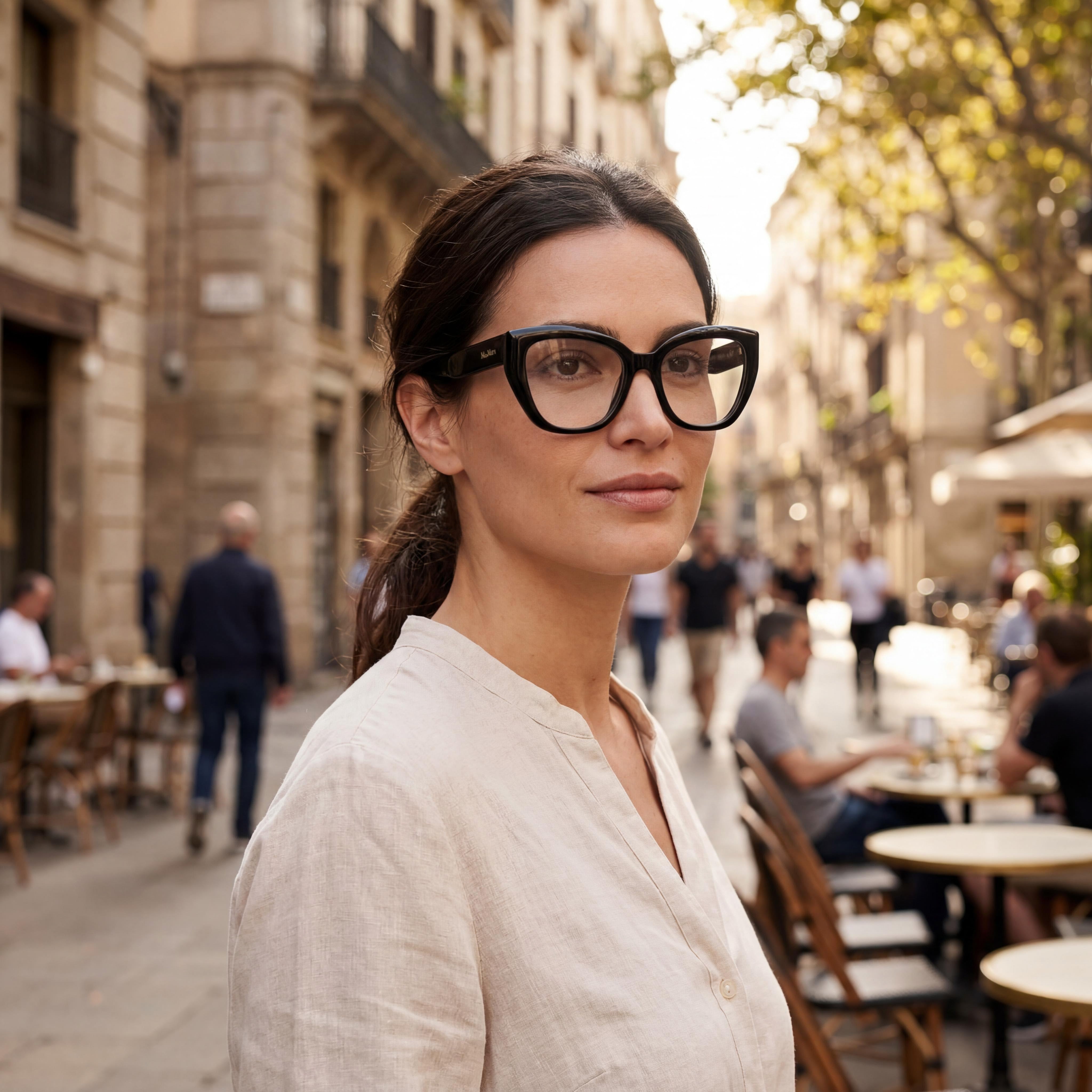 MaxMara Women's MM5134 Polarized Eyewear featuring a Shiny Black Plastic Frame and Multicoloured Lenses, 54mm, Photo 5